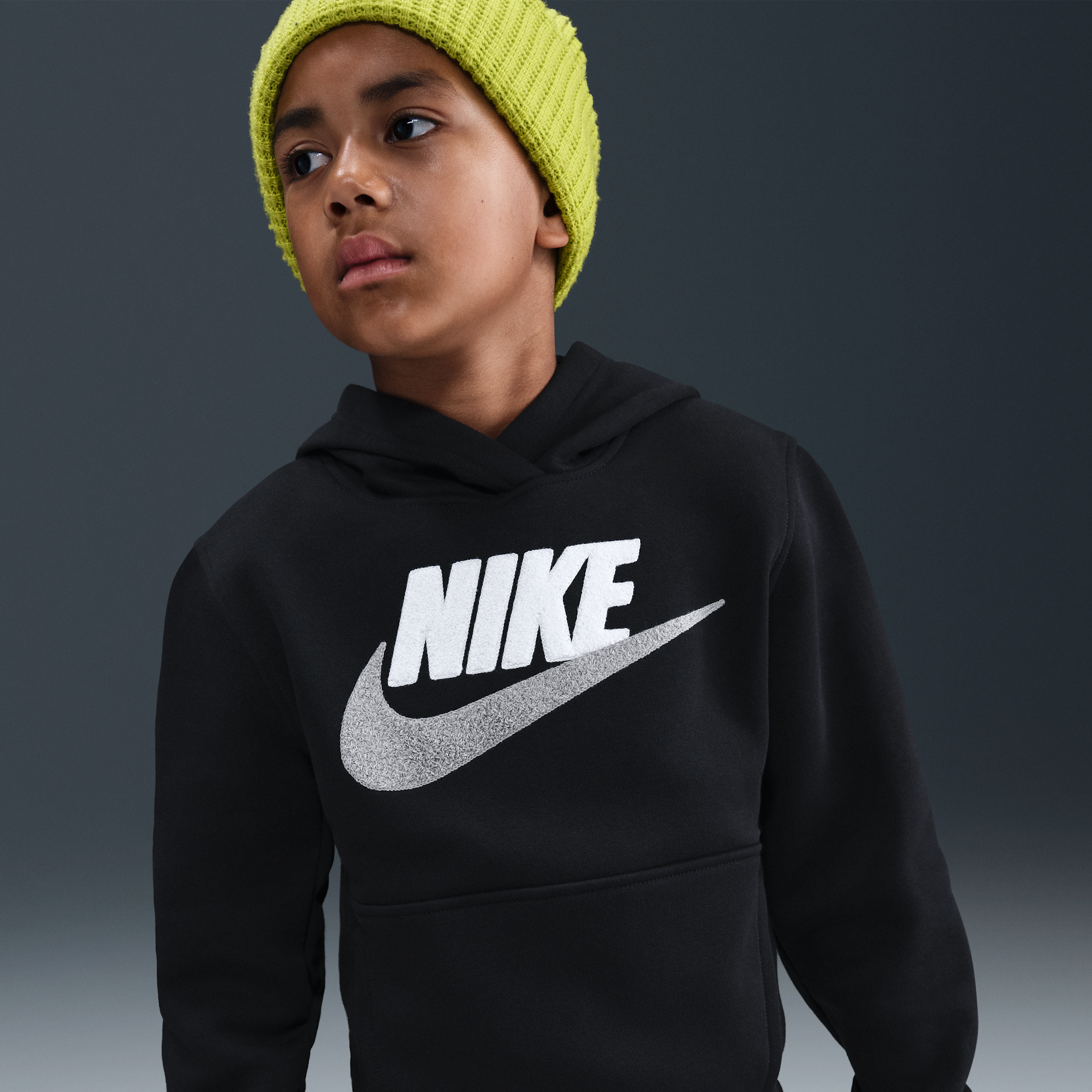 Nike Sportswear Club Big Kids' Fleece Hoodie in Black | IB8553-010