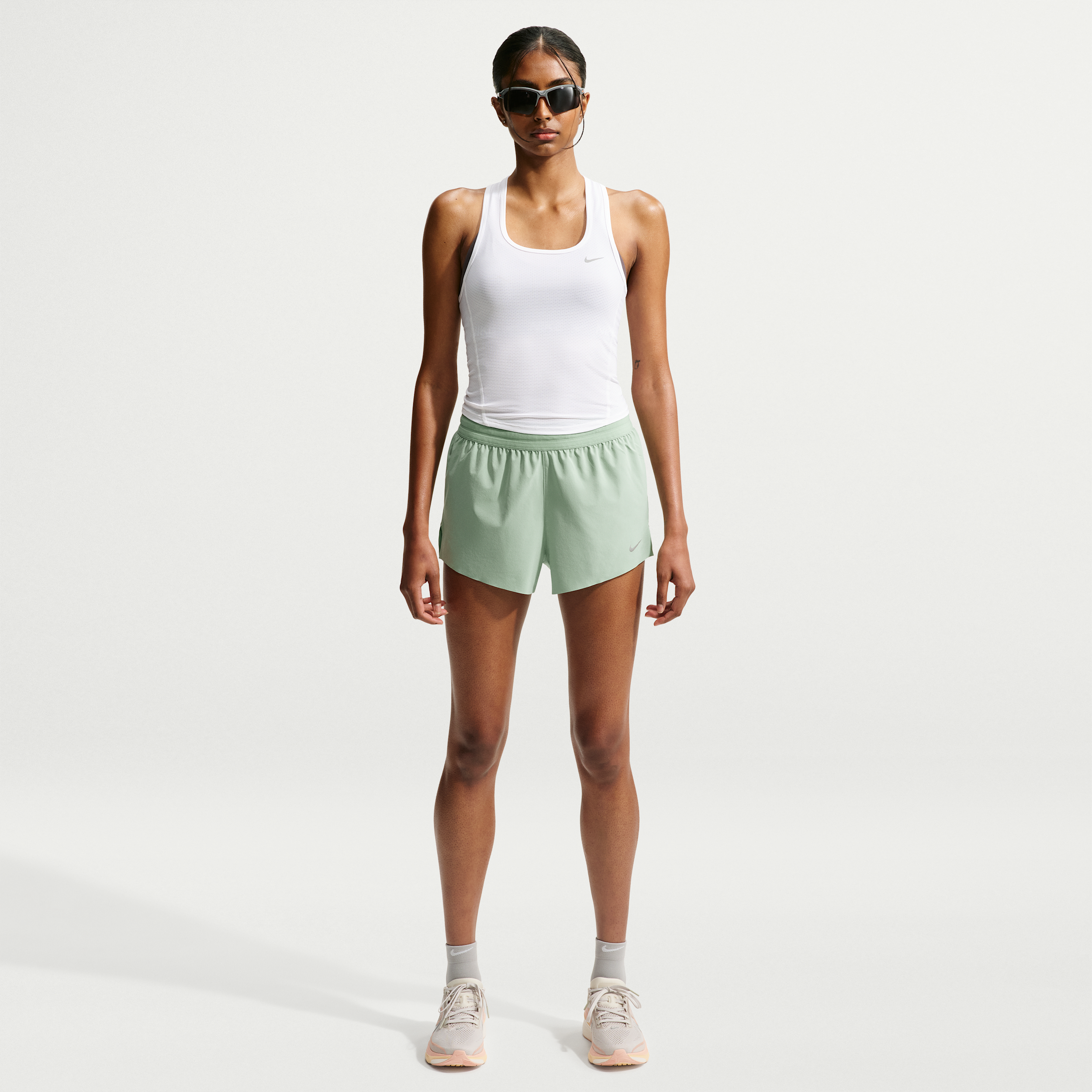 Nike Women's Swift Dri-FIT Mid-Rise 2.5" Brief-Lined Running Shorts in Green | HQ0638-007