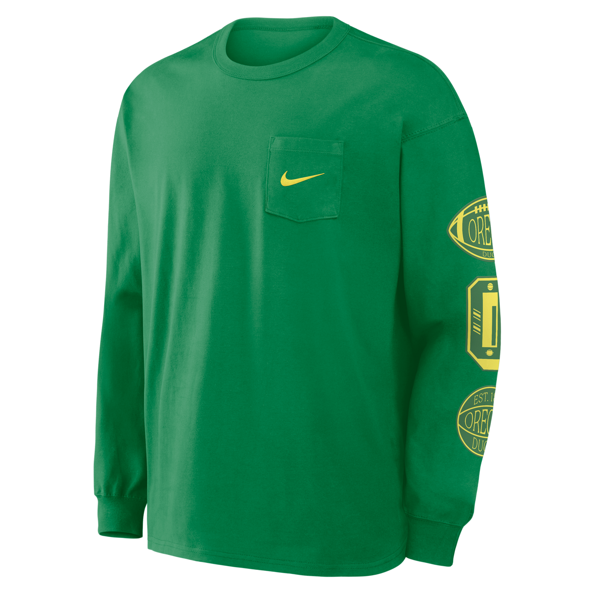 Oregon Academic Max90 Pocket Nike Men's College Long-Sleeve T-Shirt in Green | 04TA30DUON-U1K