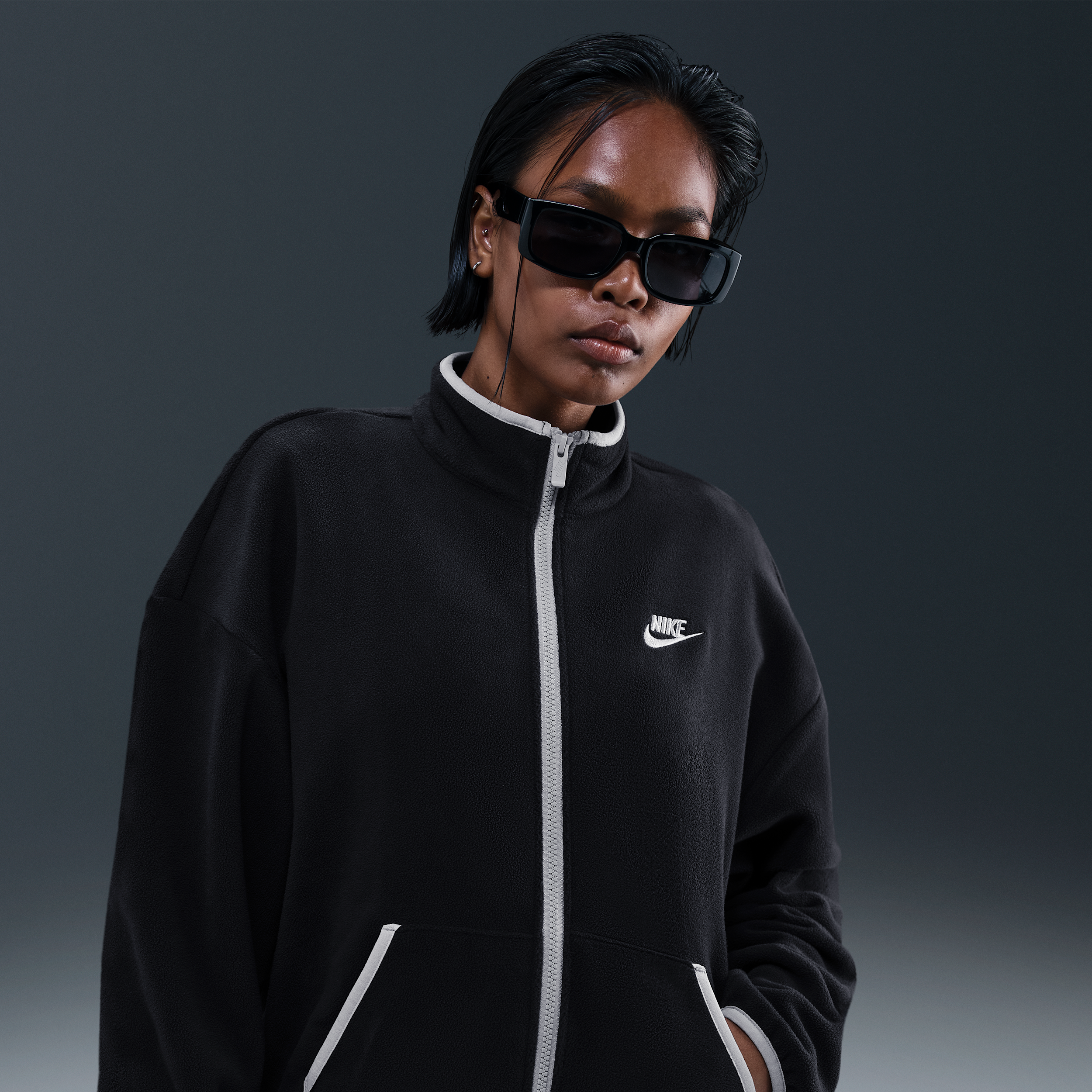Nike Women's  Sportswear Club Fleece Loose Cozy Track Jacket In Black