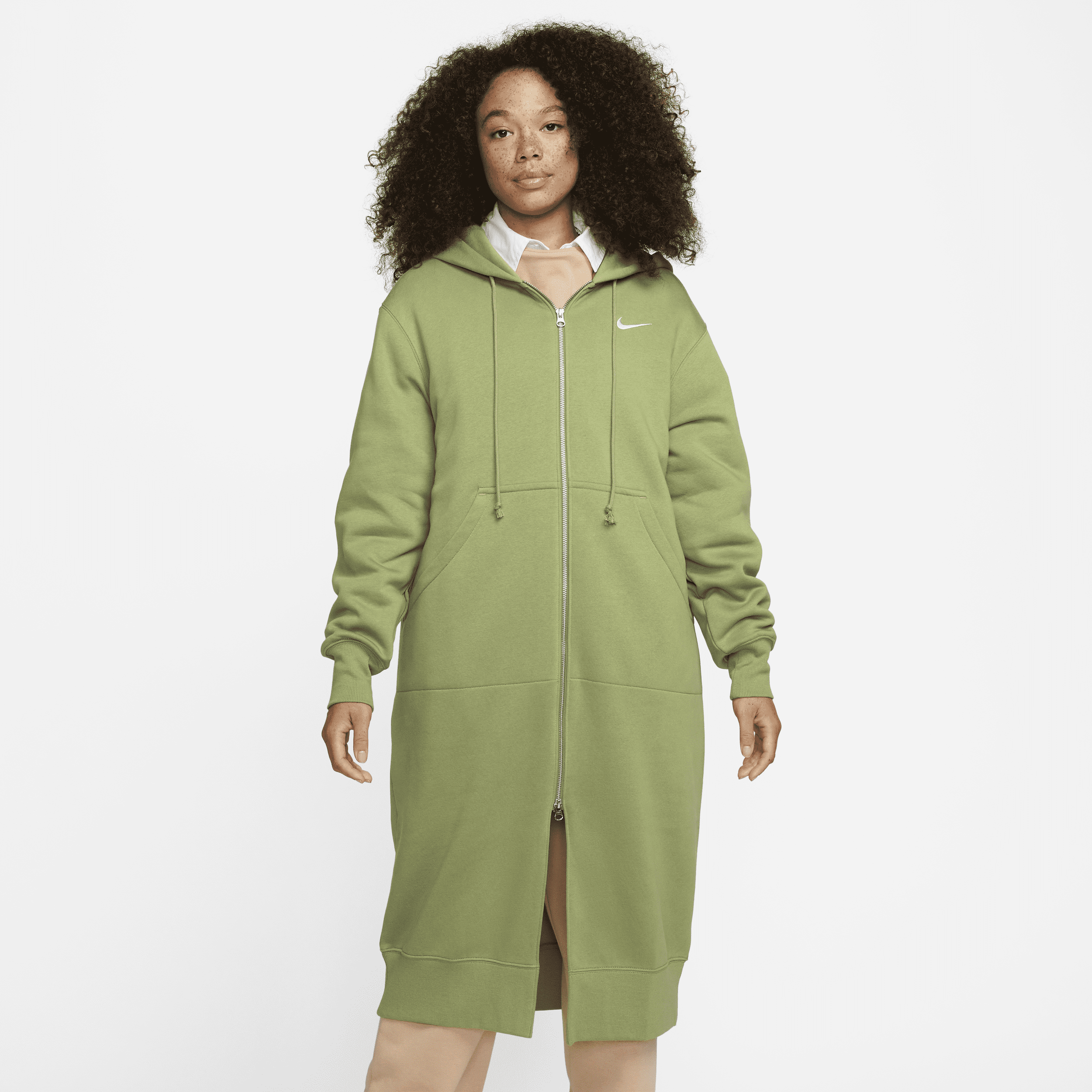 Nike Women's  Sportswear Phoenix Fleece Oversized Long Full-zip Hoodie In Green