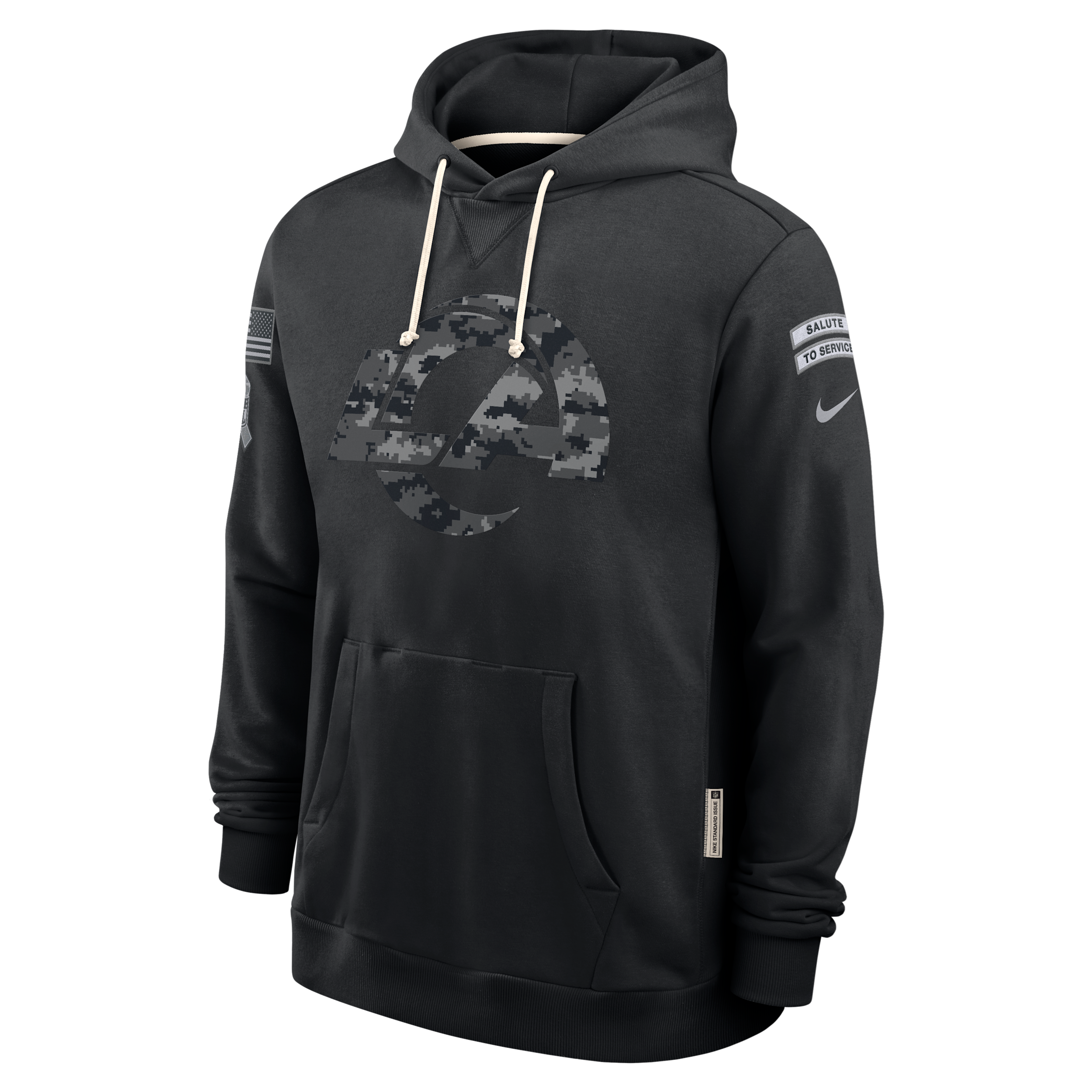 Los Angeles Rams Salute to Service Sideline Nike Men's Dri-FIT NFL Pullover Hoodie in Black | 03AZ00AA5B-CYB