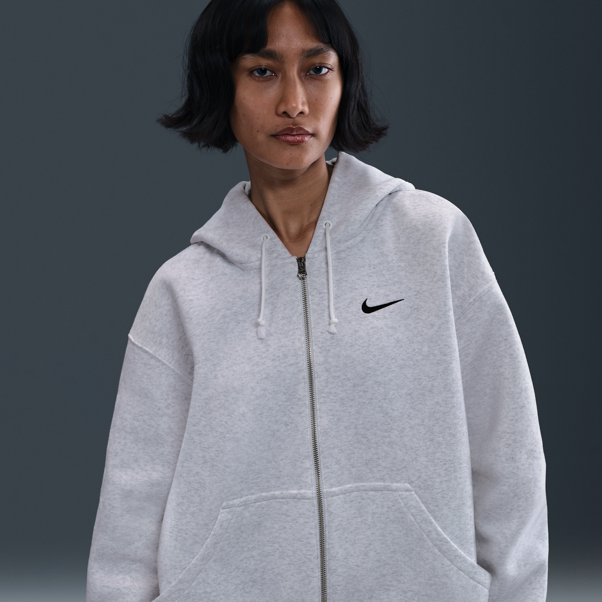 Women's Nike Sportswear Phoenix Fleece Oversized Full-Zip Hoodie in Brown | DQ5758-051