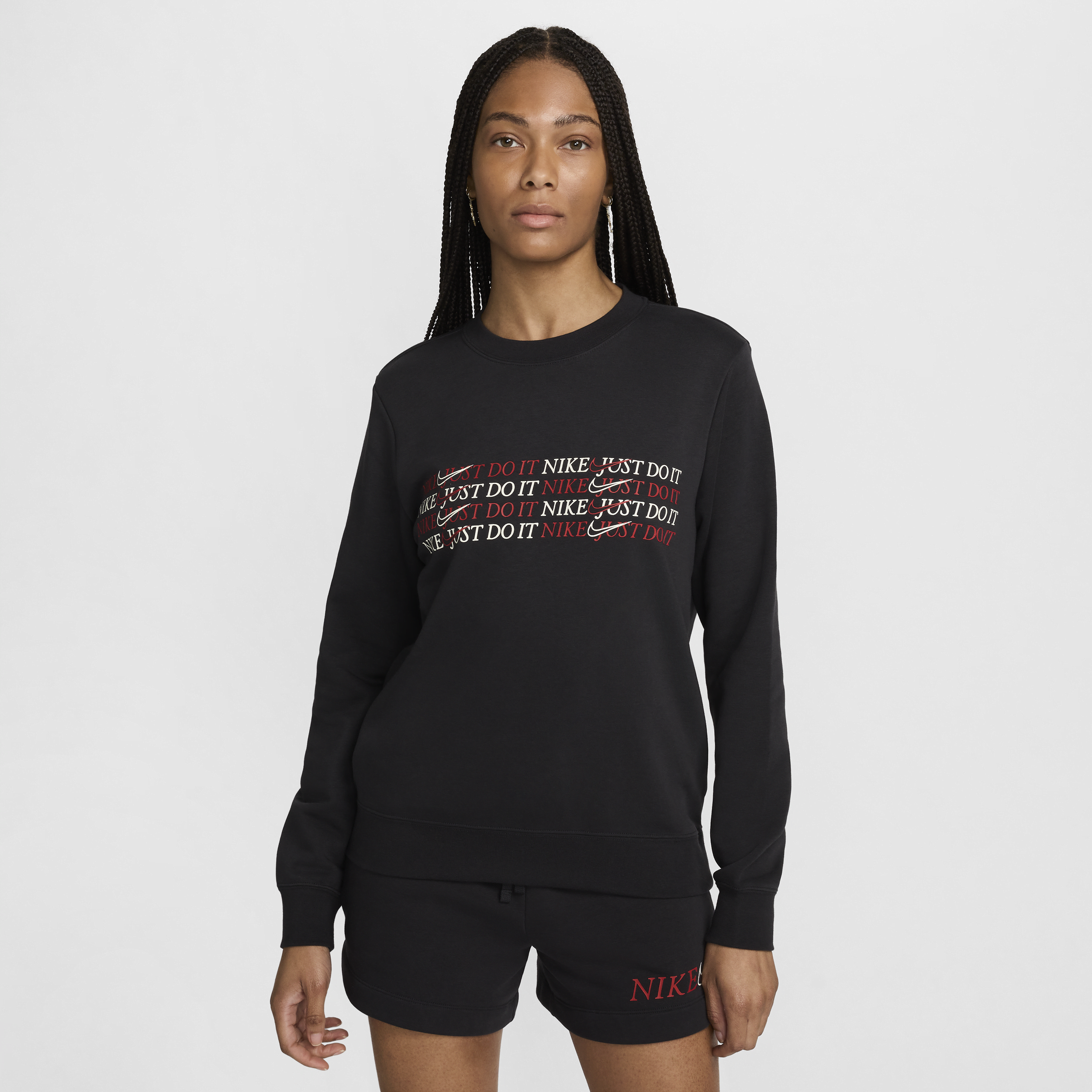 Shop Nike Women's  Sportswear Club Fleece Crew-neck Sweatshirt In Black