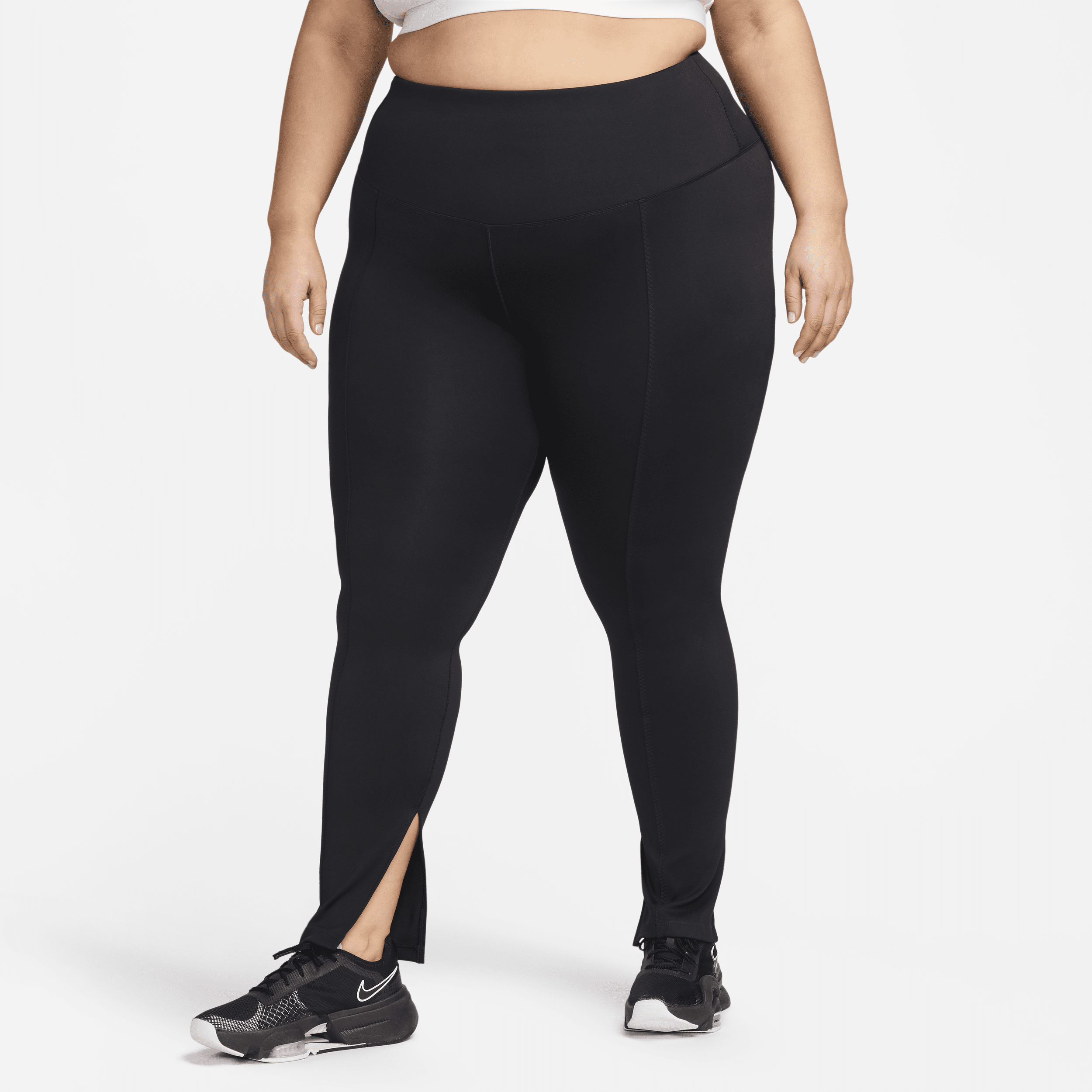 Nike Women's One High-waisted Full-length Split-hem Leggings (plus Size) In Black