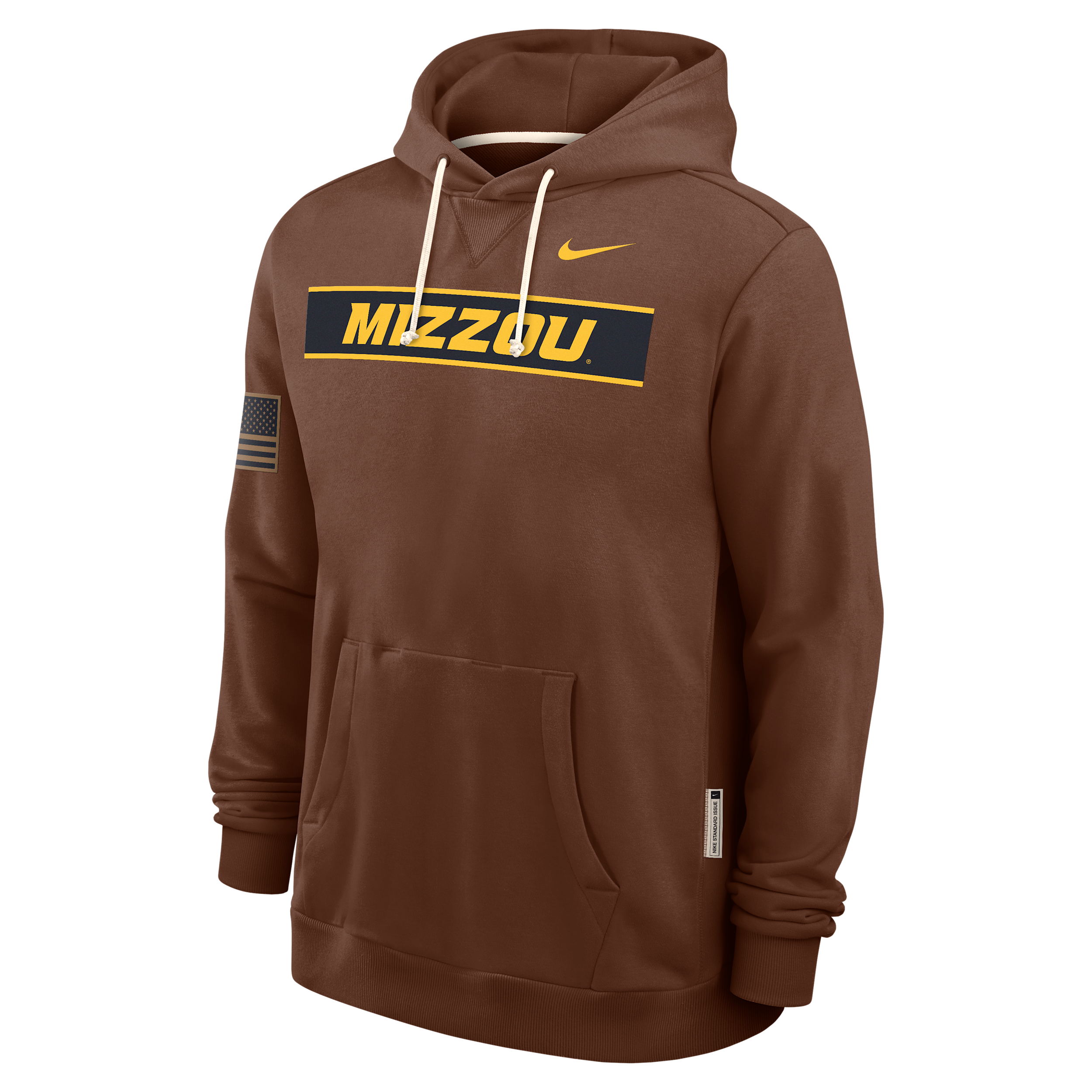 Missouri 2026 Military Appreciation Nike Men's Dri-FIT College Long-Sleeve Hooded Top in Brown | IV9890-255