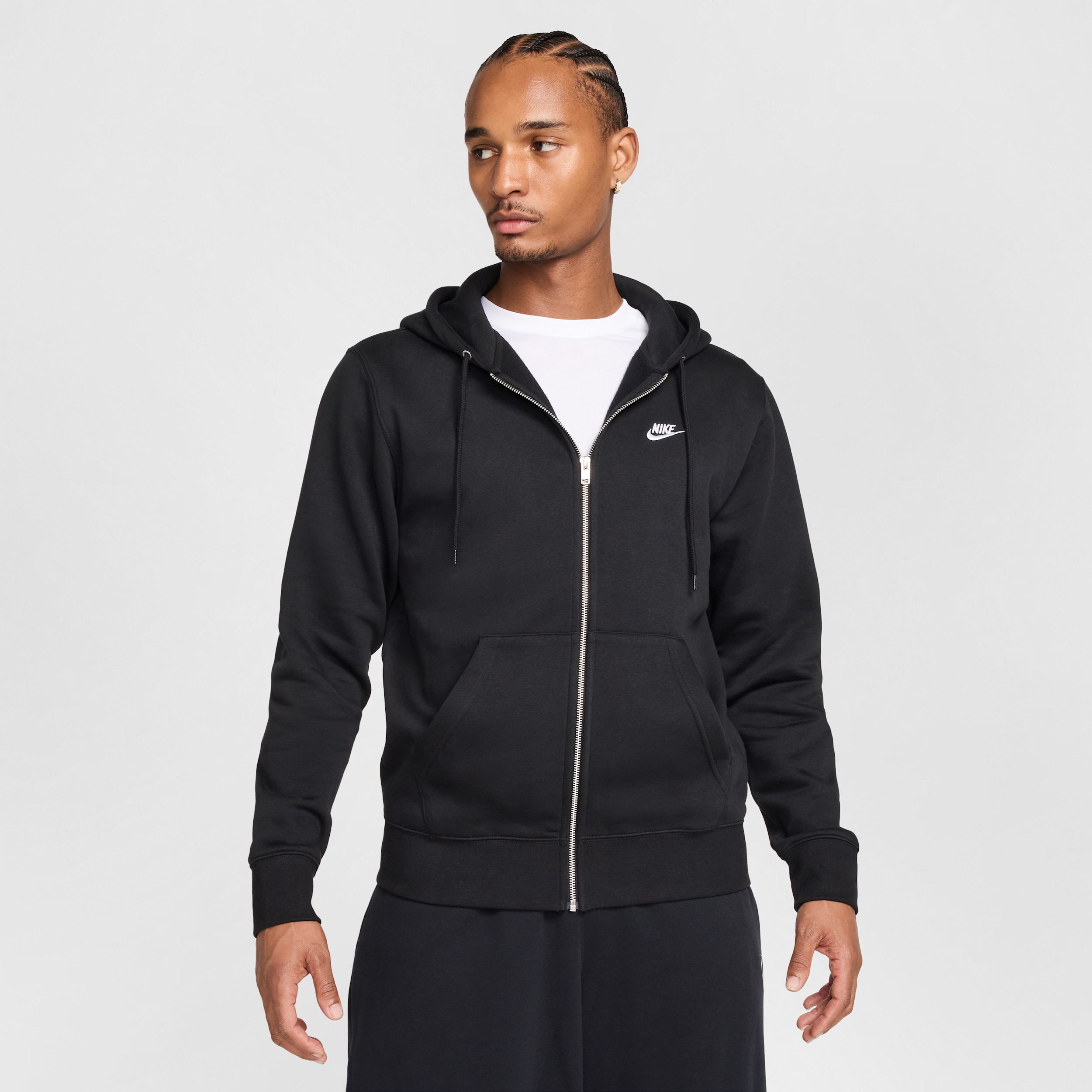 Nike Men's Club Full-zip Fleece Hoodie In Black