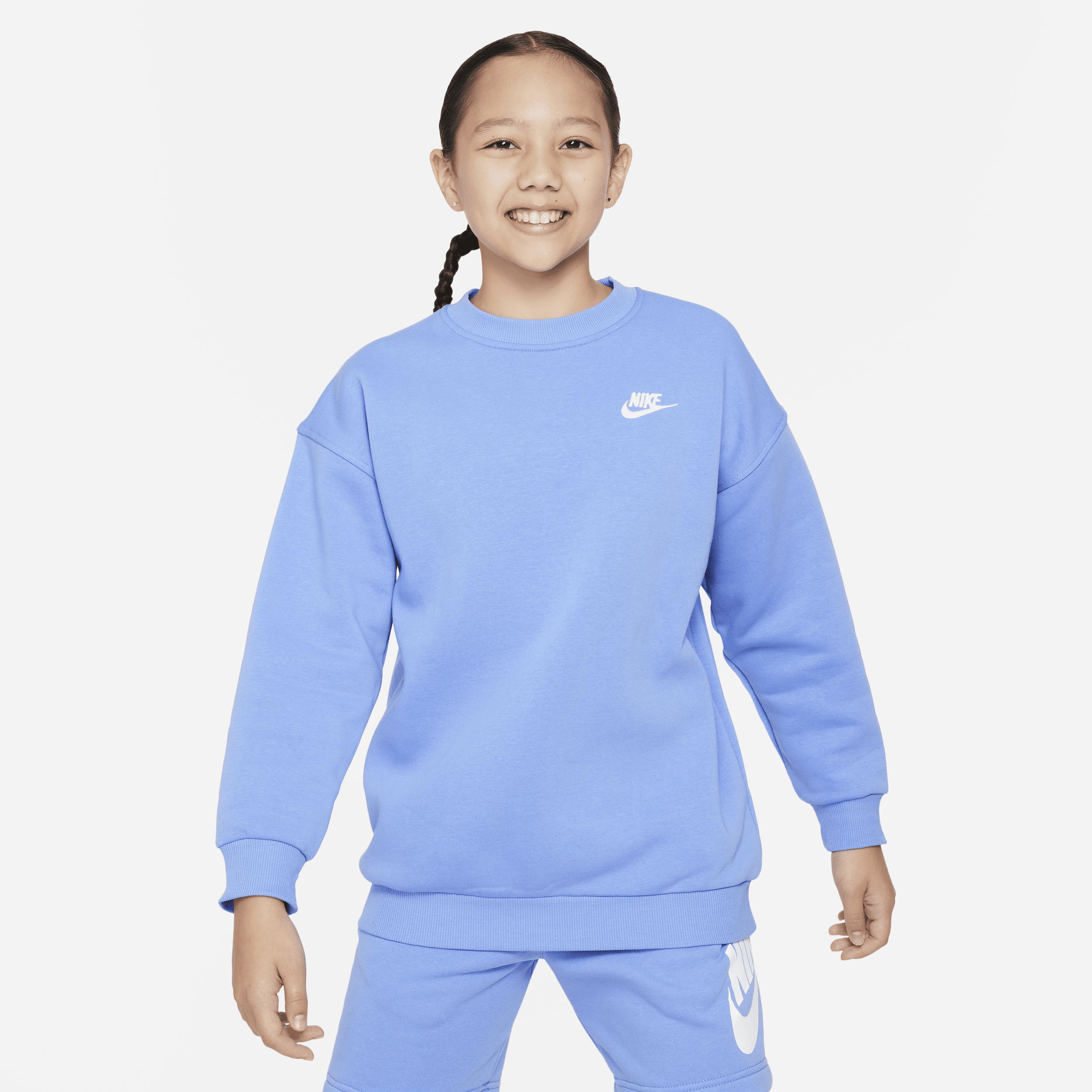 Nike Sportswear Club Fleece Big Kids' (girls') Oversized Sweatshirt In Blue