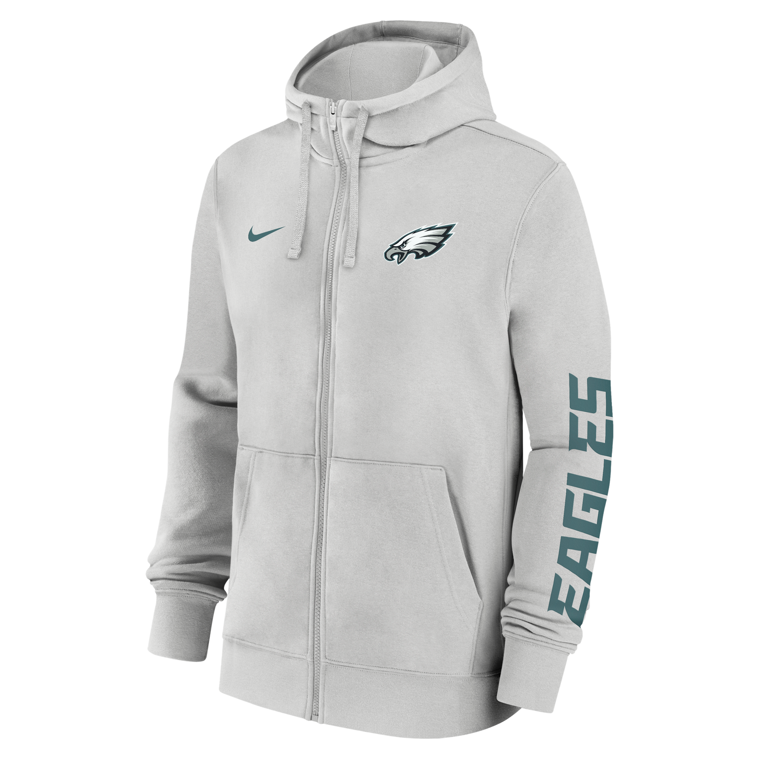 Philadelphia Eagles Club Nike Men's NFL Full-Zip Hoodie in Grey | 01NC0BB86-1LR