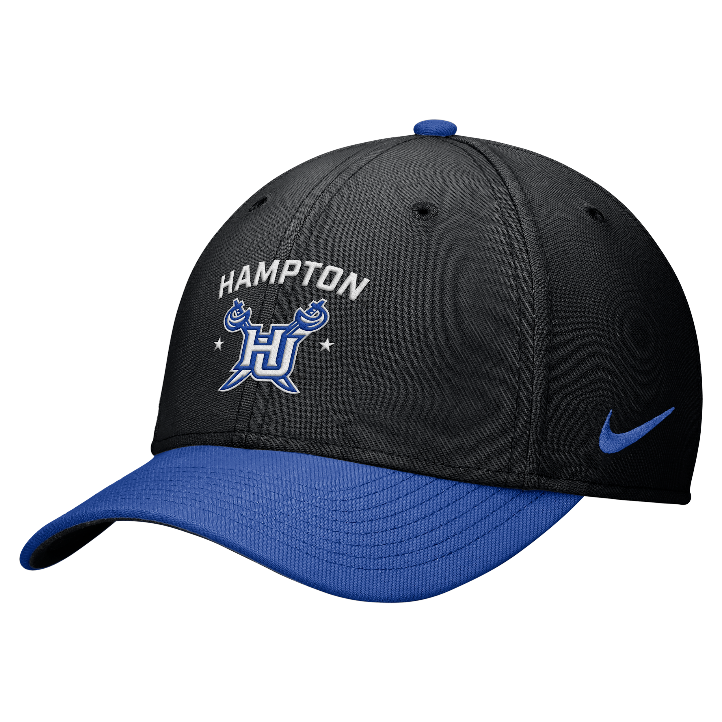 Nike Unisex Rise College (hampton University) Dri-fit Swooshflex Cap In Black