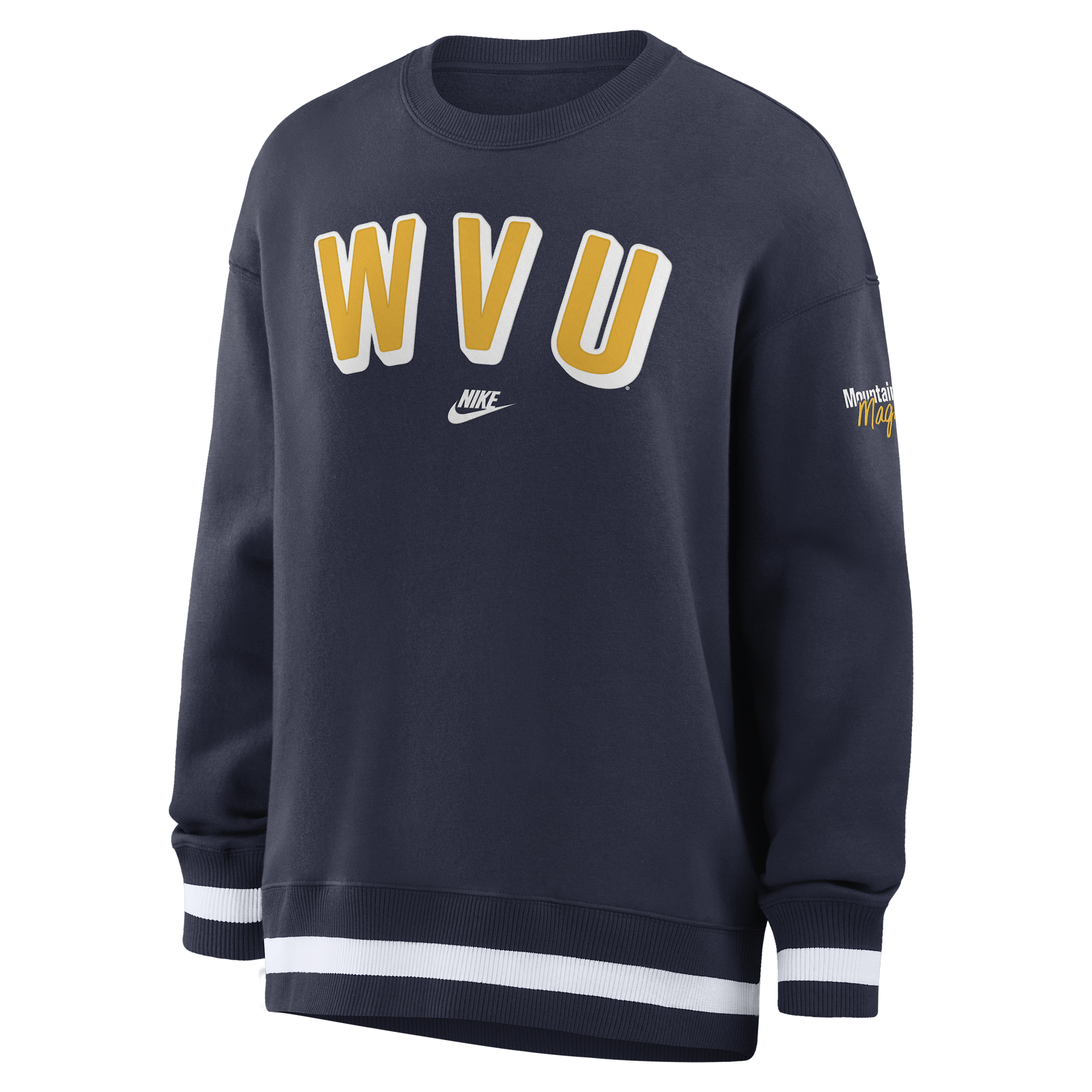 West Virginia Legacy Phoenix Nike Women's College Oversized Pullover Crew in Blue | 040H044PWVV-CGZ