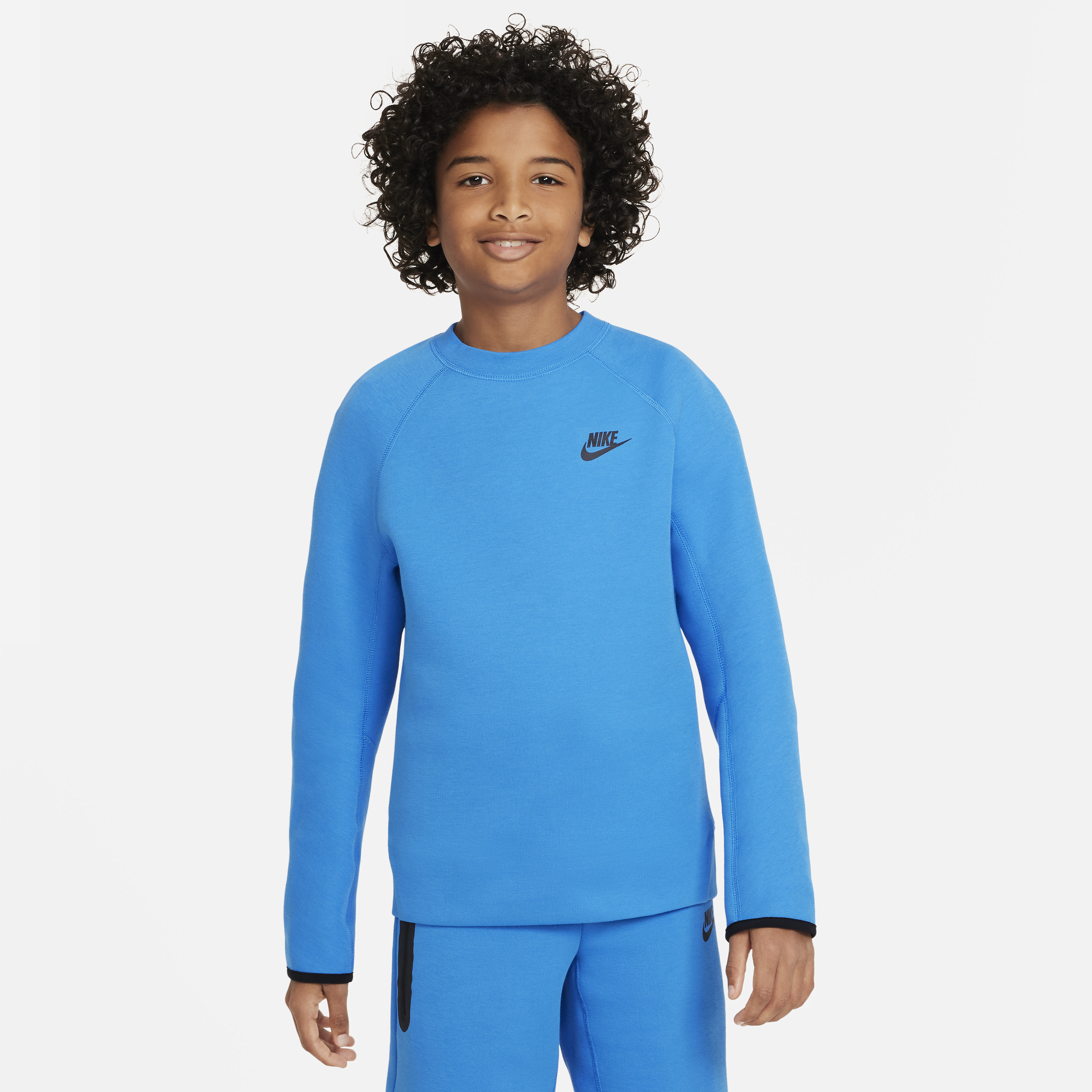 Shop Nike Sportswear Tech Fleece Big Kids' (boys') Sweatshirt In Blue