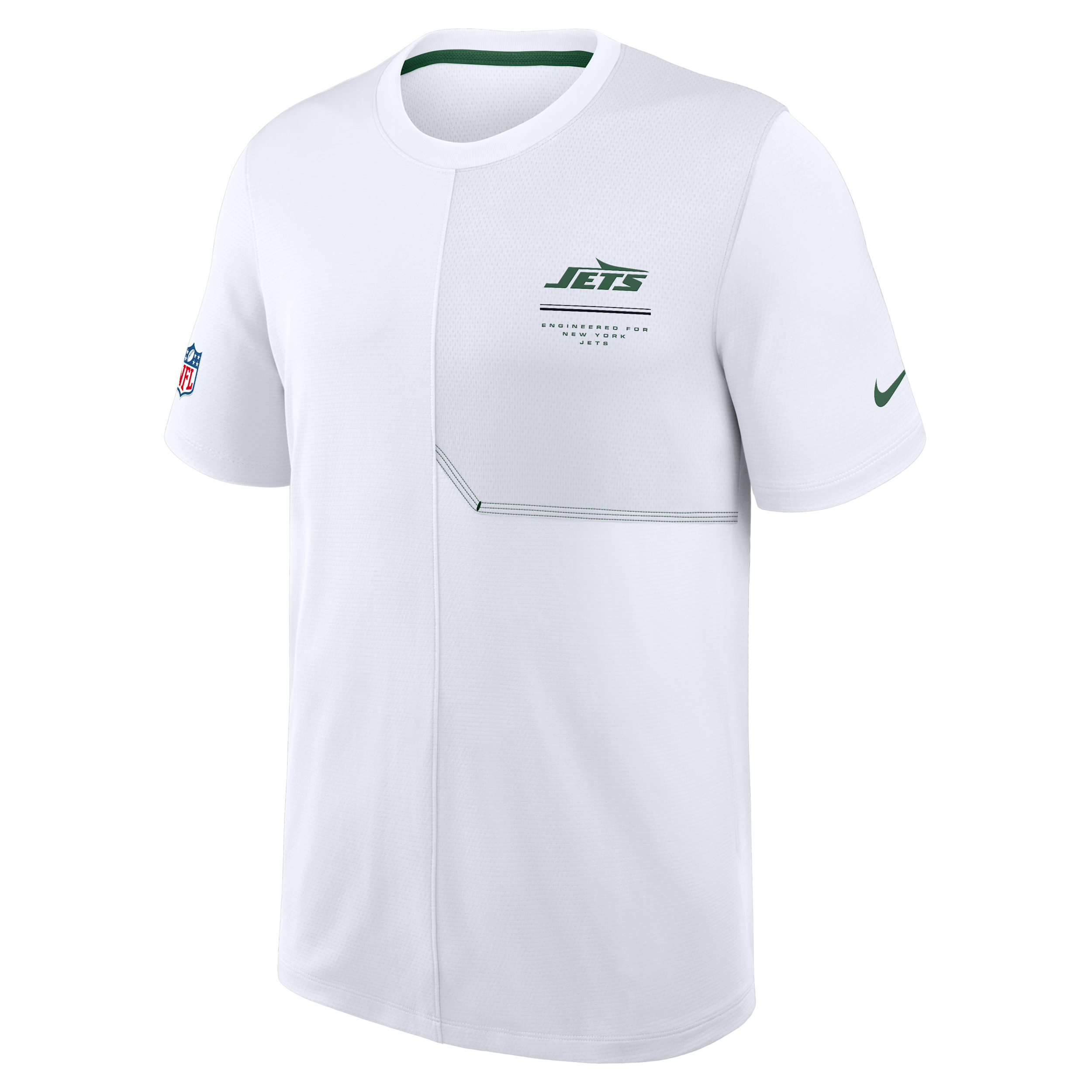 Nike Men's New York Jets Sideline Coaches Dri-fit Short-Sleeve Crewneck Shirt - White