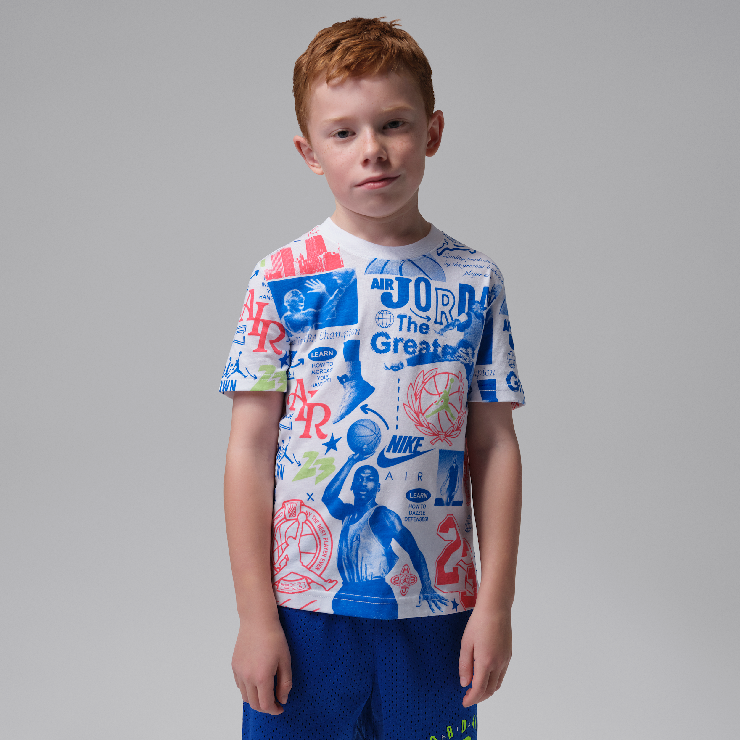 Jordan Little Kids' Billboard Printed T-Shirt in White | 85F867-001