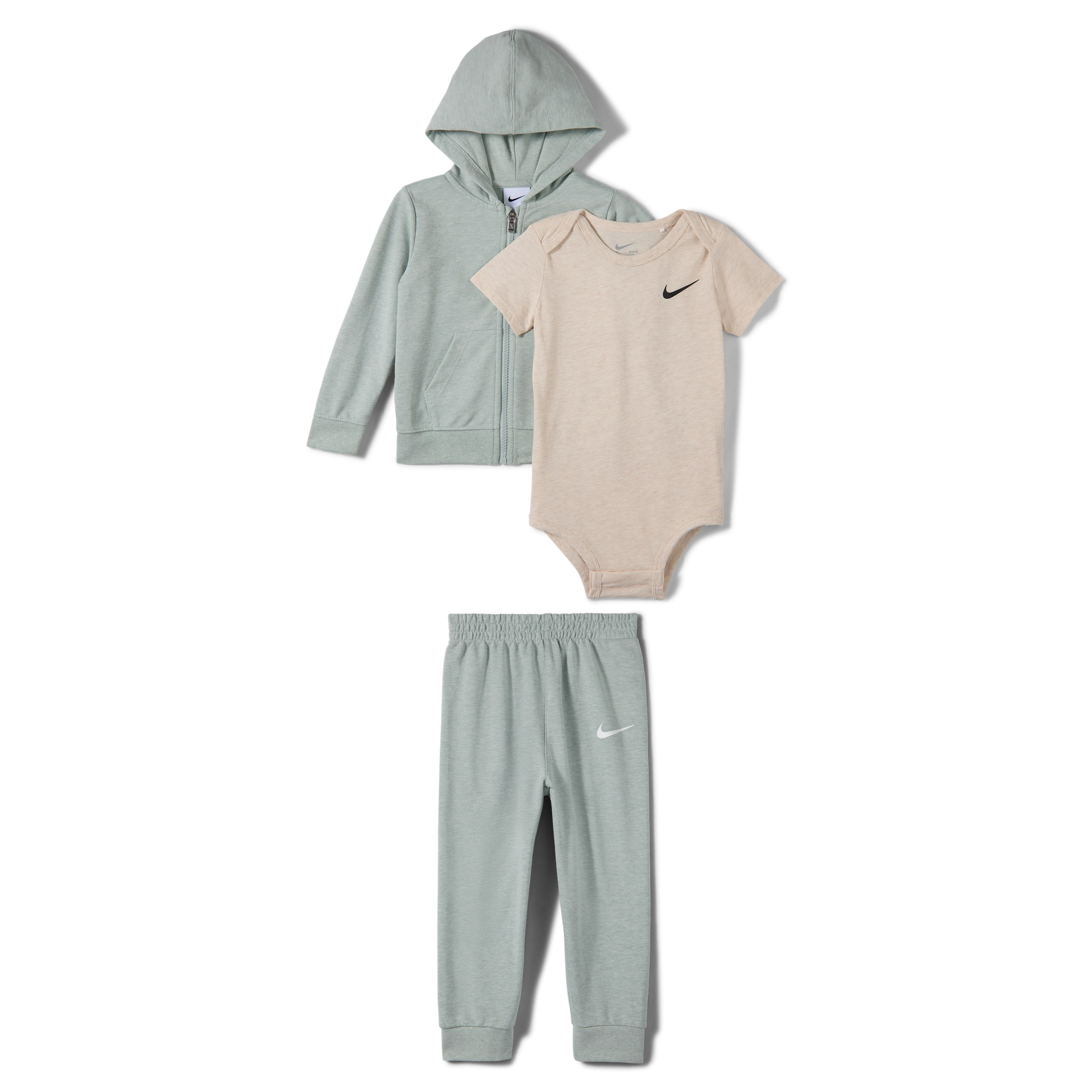 Nike Baby Boys Bodysuit, Hoodie, and Pants, 3-Piece Set - Med Green