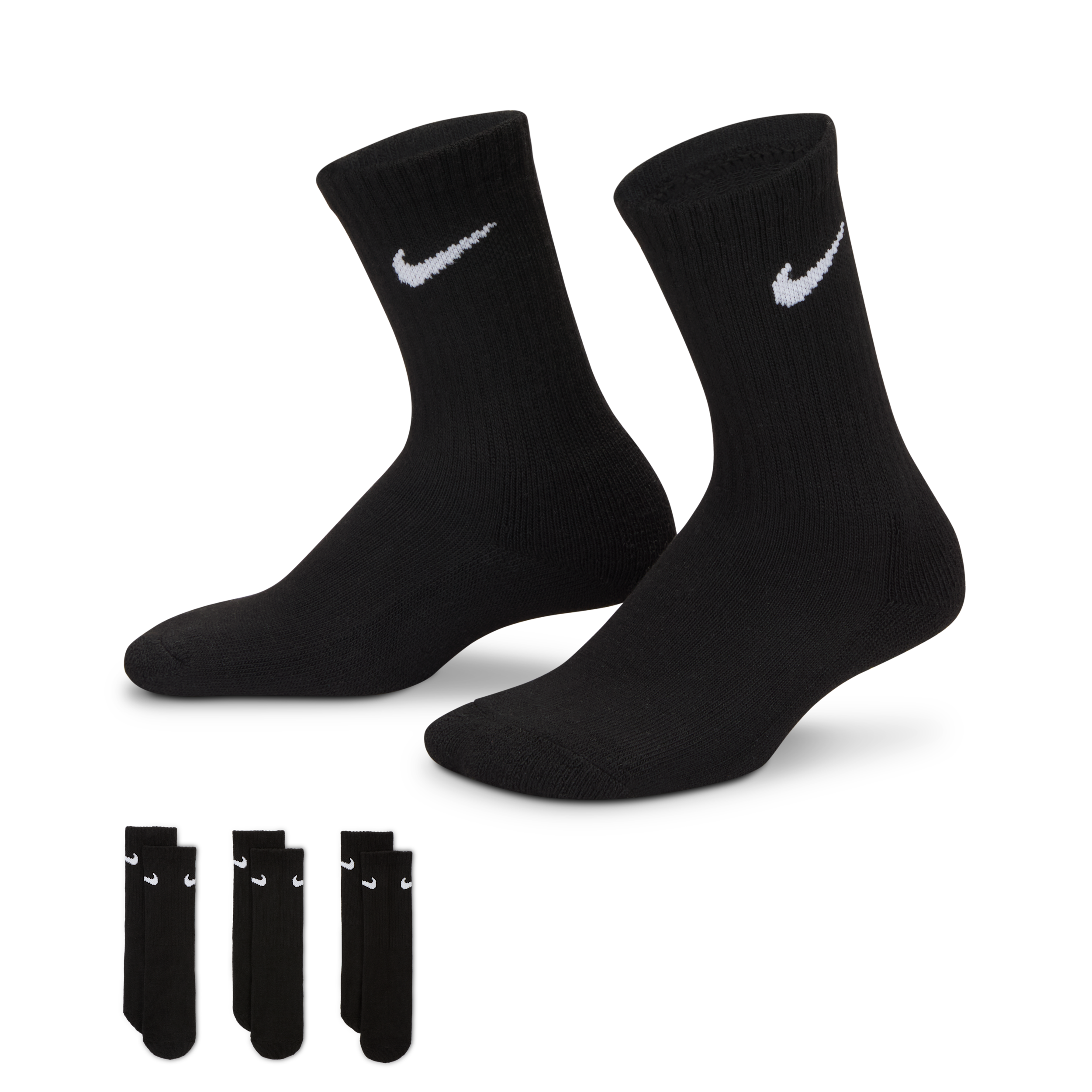 Nike Little Kids' No-Show Socks (3 Pairs) in Black | RN0027-023