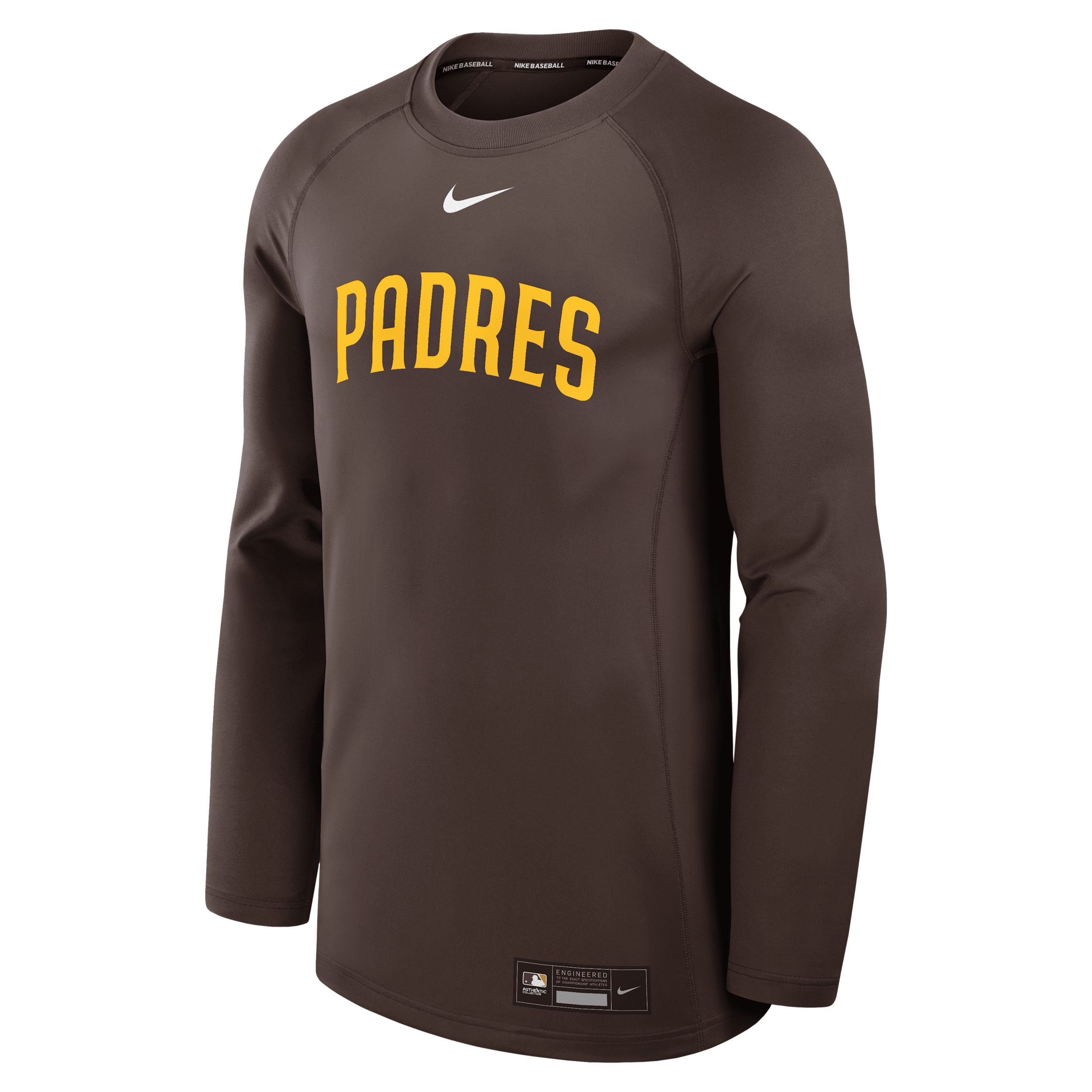 San Diego Padres Authentic Collection Game Time Nike Men's Dri-FIT MLB Pullover Crew in Brown | 013D927ZPYP-HHA