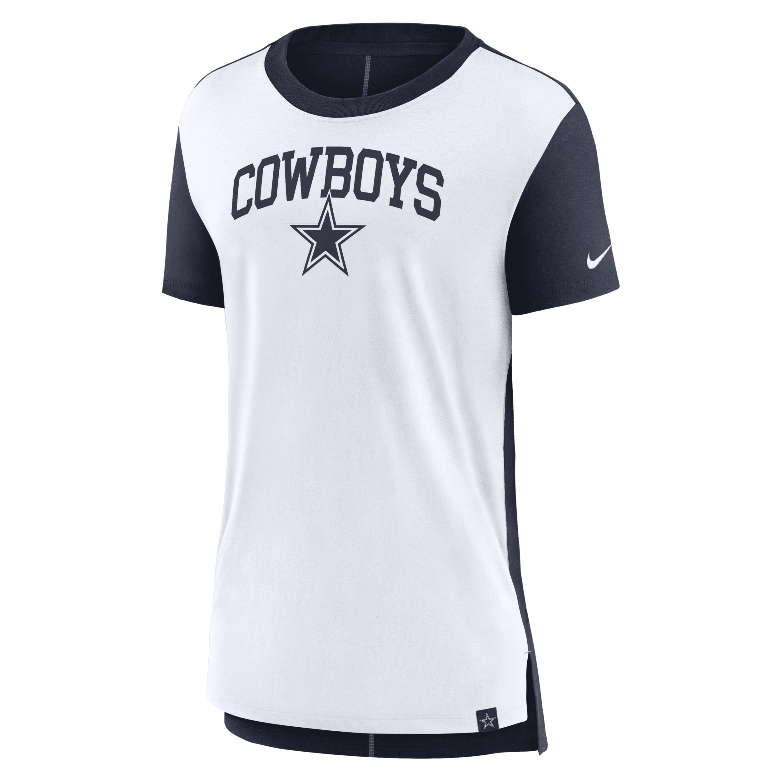 Nike Women's Cream/navy Dallas Cowboys Wordmark Tri-blend T-shirt In Blue