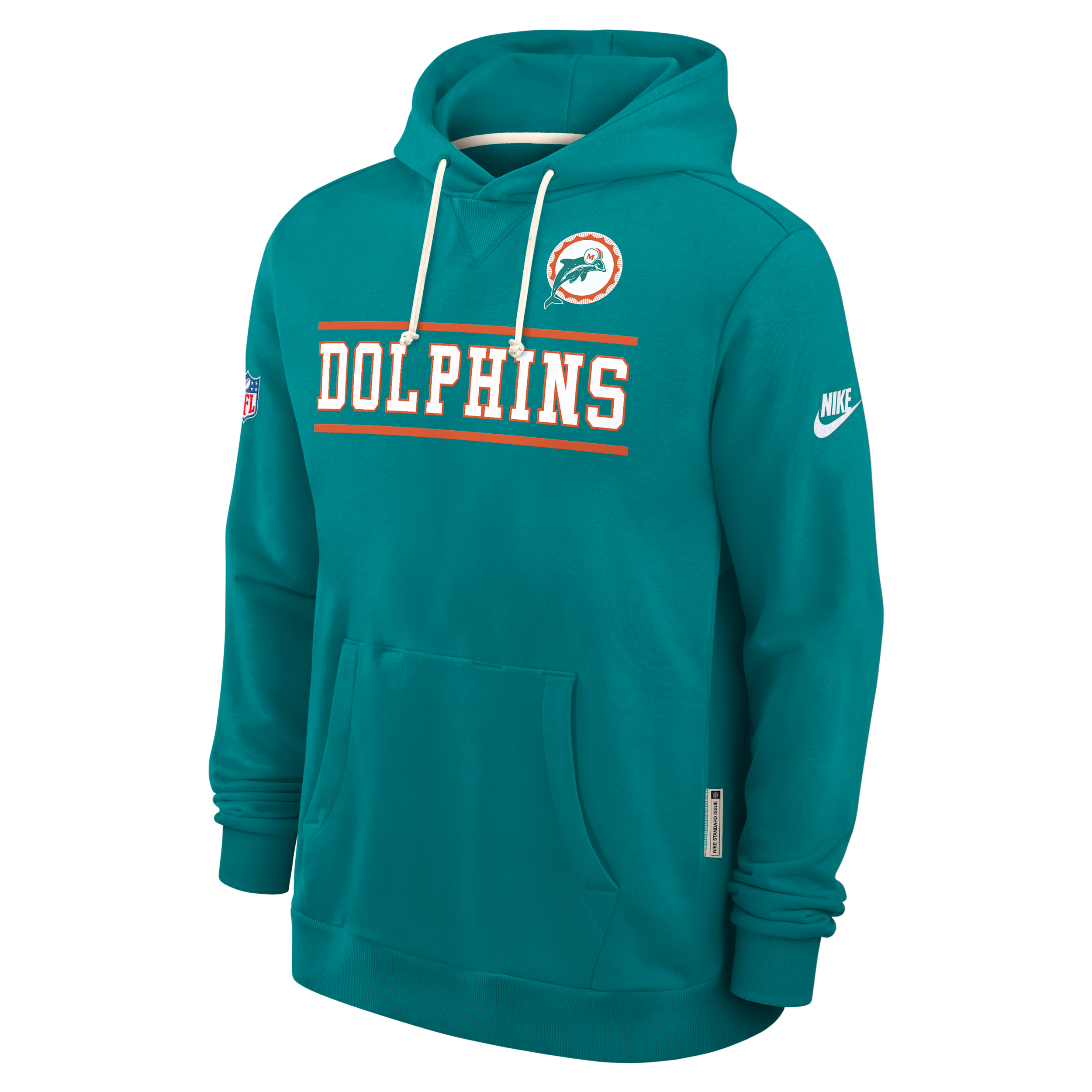 Miami Dolphins Alt Standard Issue Nike Men's Dri-FIT NFL Pullover Hoodie in Blue | 03AZ4DZQ9P-PT1