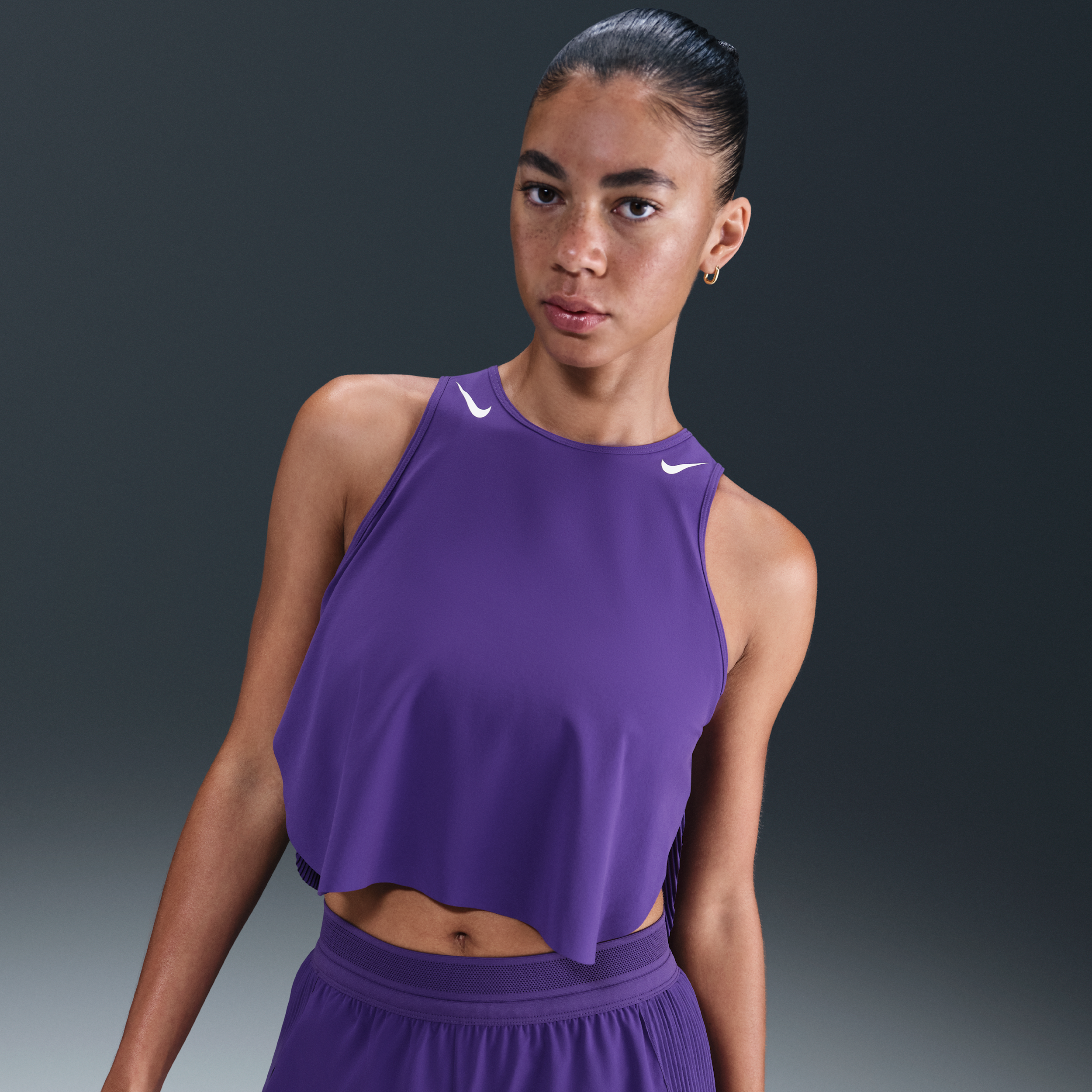 Nike Women's Aeroswift Dri-fit Adv Cropped Running Tank Top In Purple
