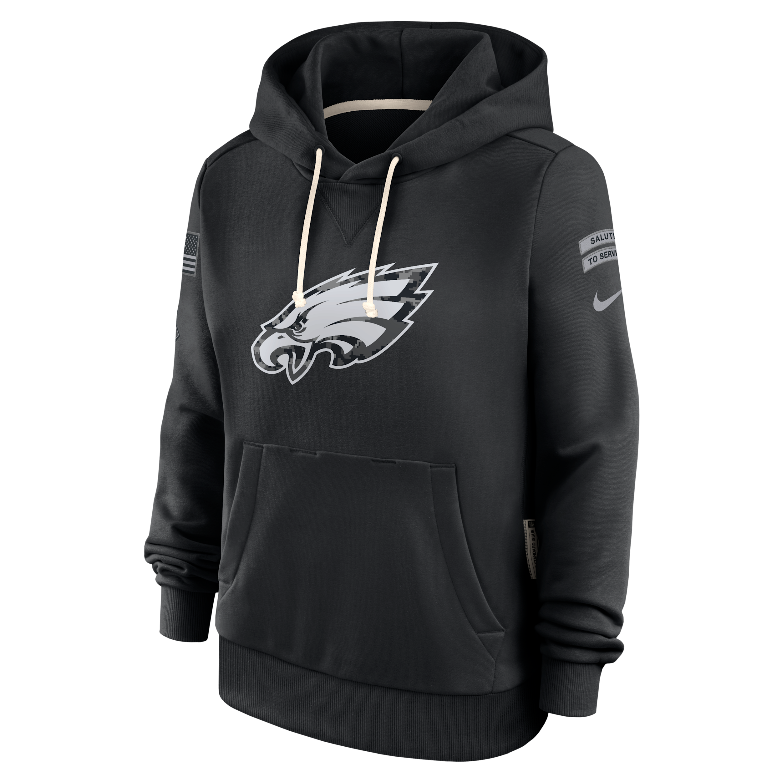 Philadelphia Eagles Salute to Service Sideline Nike Women's Dri-FIT NFL Pullover Hoodie in Black | 03C300AA2R-CYB