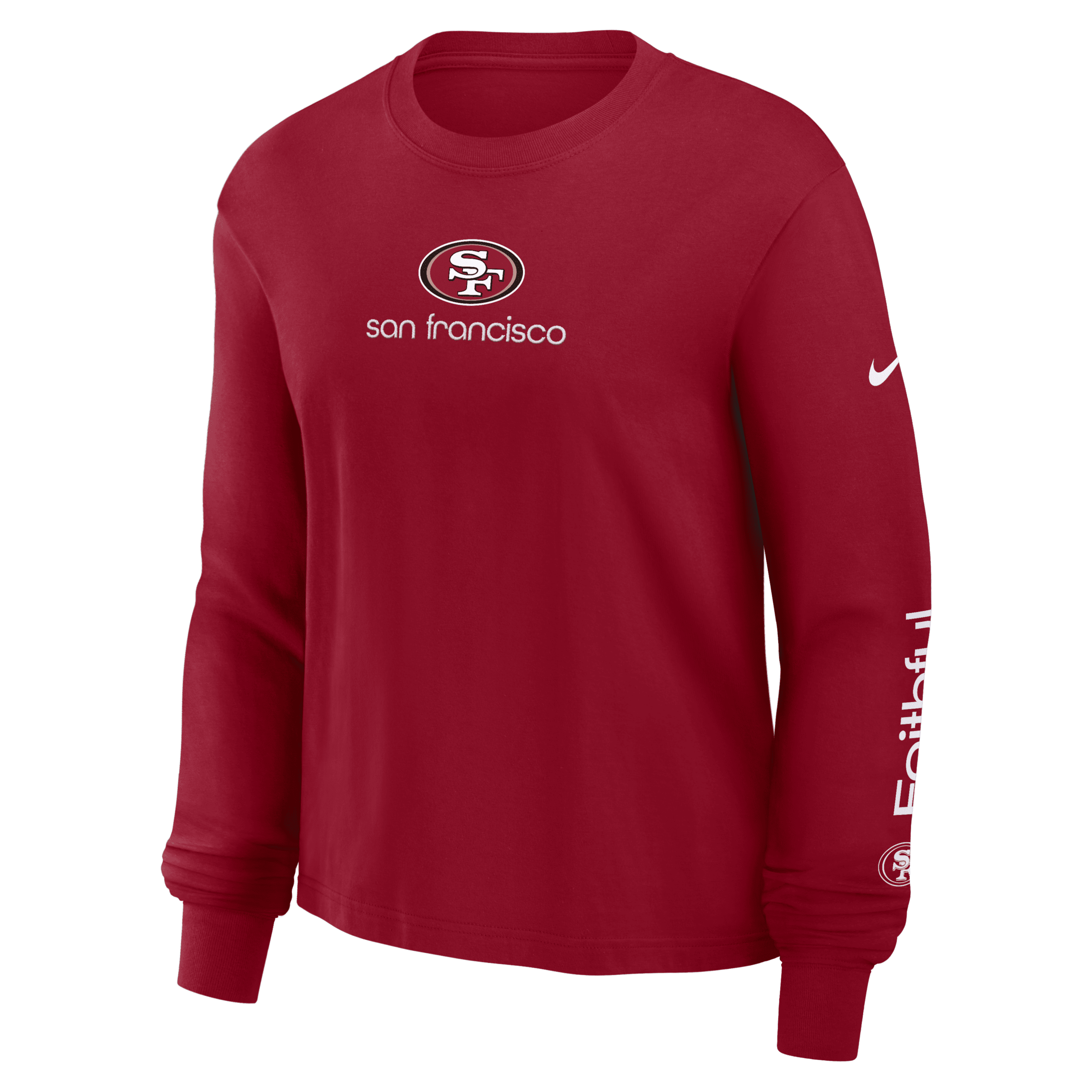 Nike Scarlet San Francisco 49ers Boxy Long Sleeve T-shirt In Red