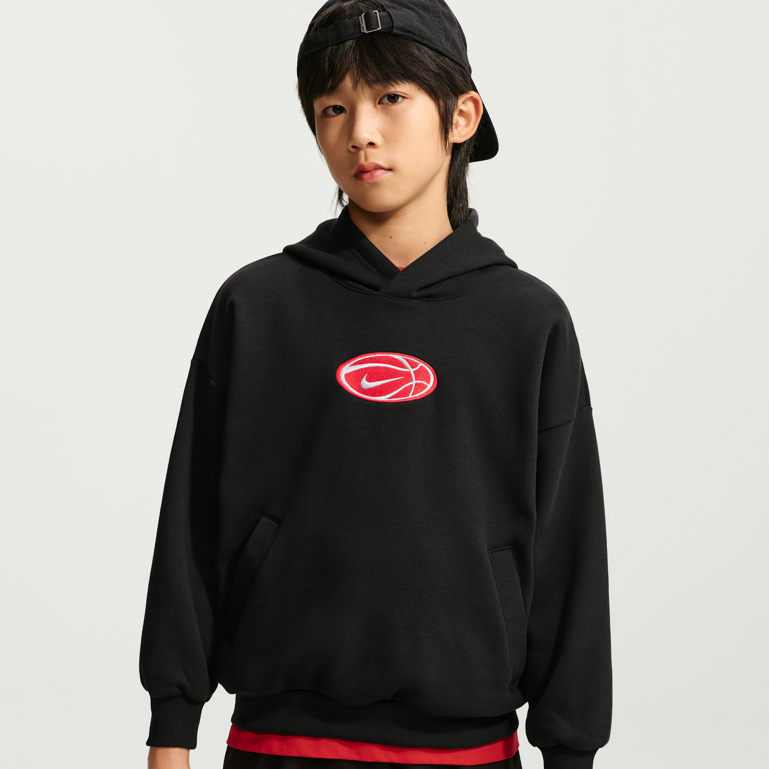 Nike Boys' and Girls' 7-20 Dri-fit Basketball Long-Sleeve Hoodie - Black/Wolf Gray