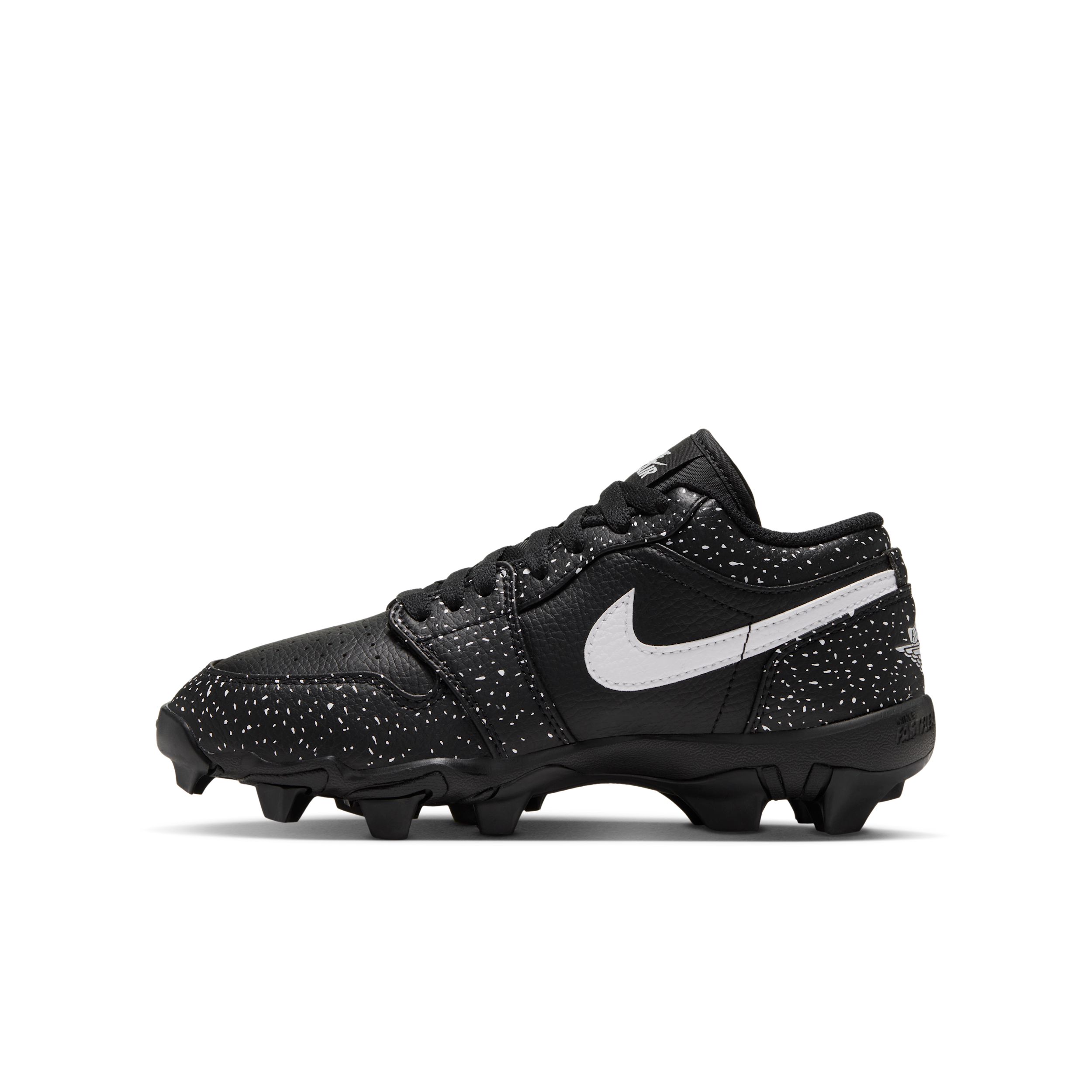 Jordan 1 Kids' Multisport Cleats, Size 10, Black/White Splatter