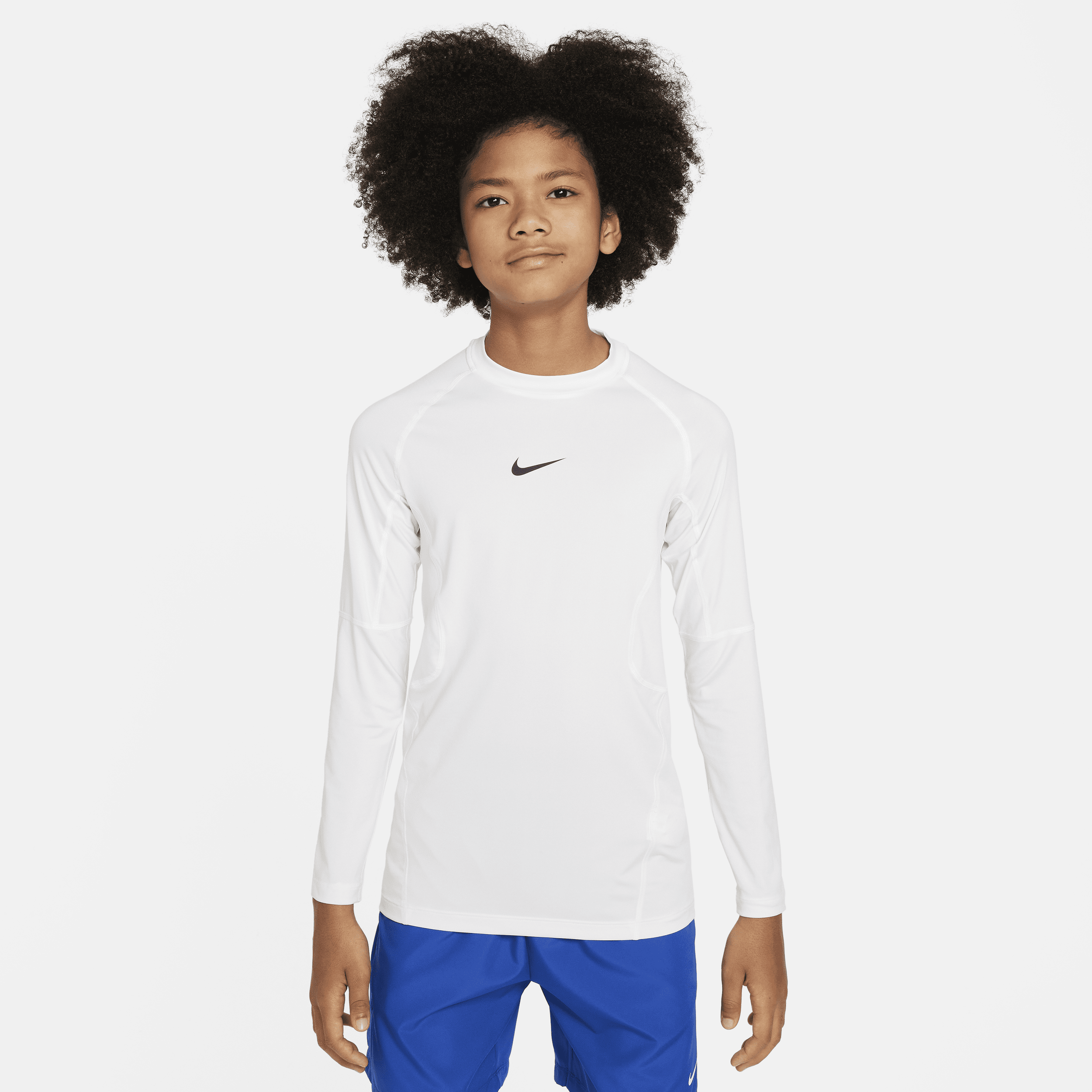 Nike Pro Big Kids' (Boys') Dri-FIT Long-Sleeve Top in White | FJ6822-100