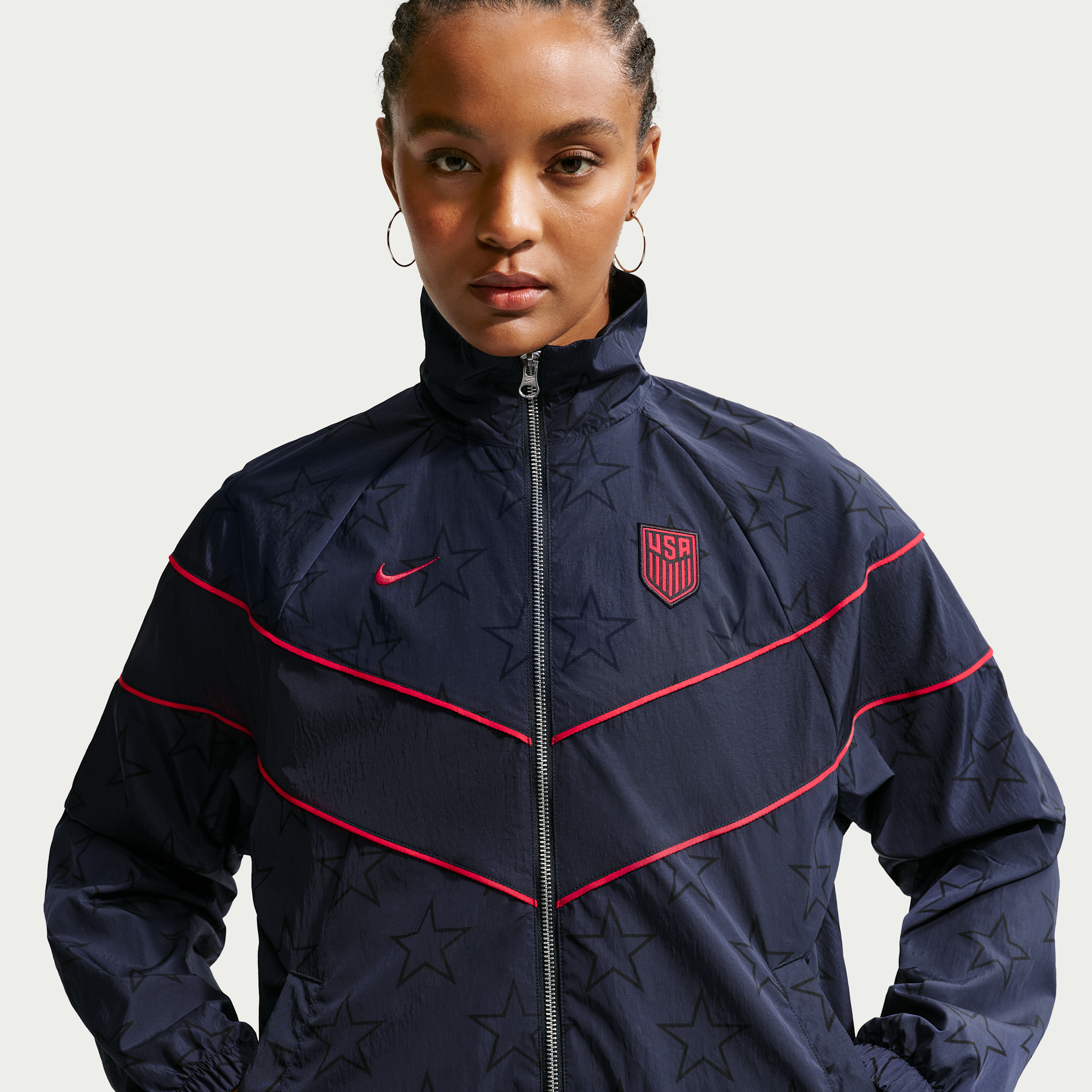 USMNT Windrunner Nike Women's Soccer UV Woven Jacket in Blue | IB6268-475