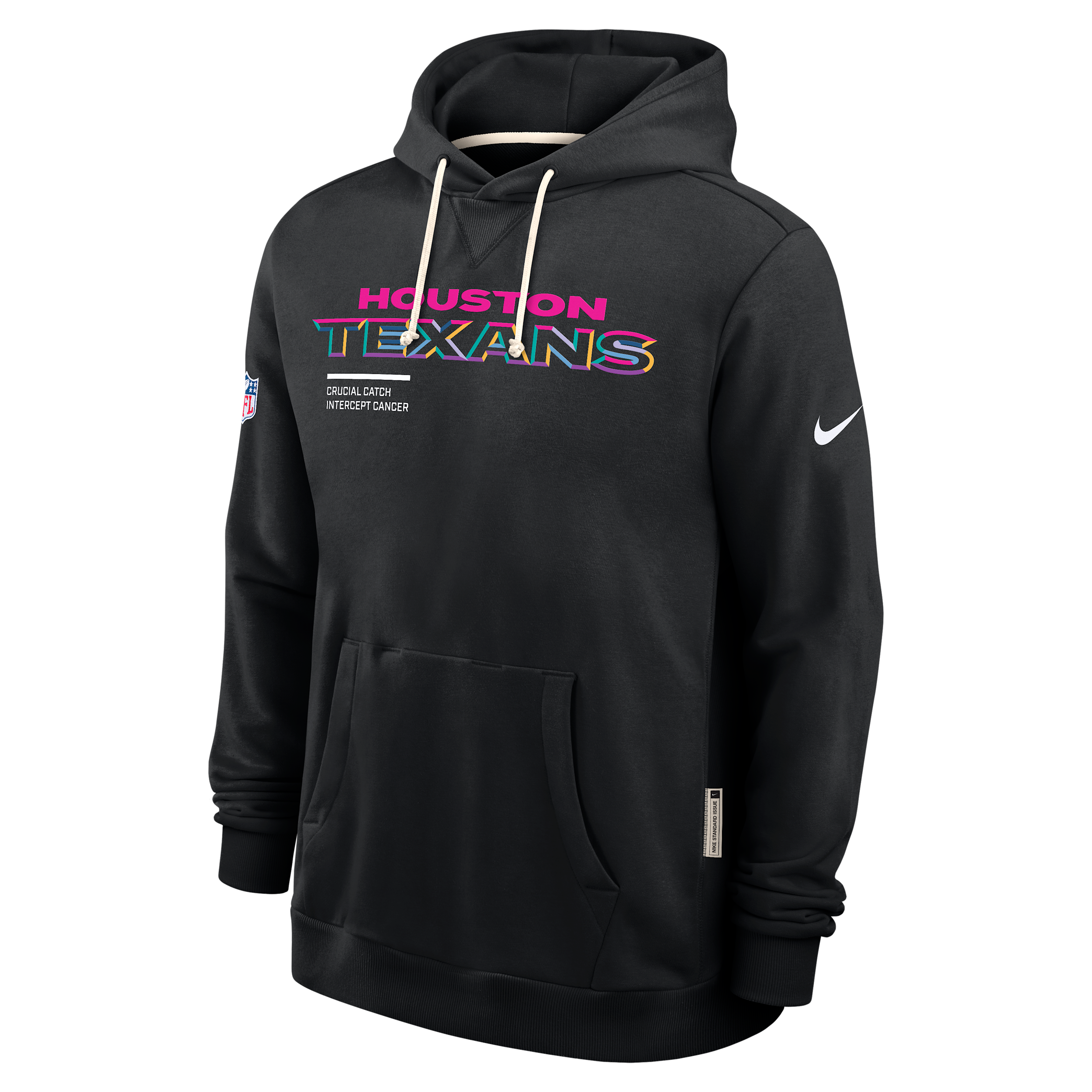 Nike Houston Texans Crucial Catch Sideline  Men's Dri-fit Nfl Pullover Hoodie In Black