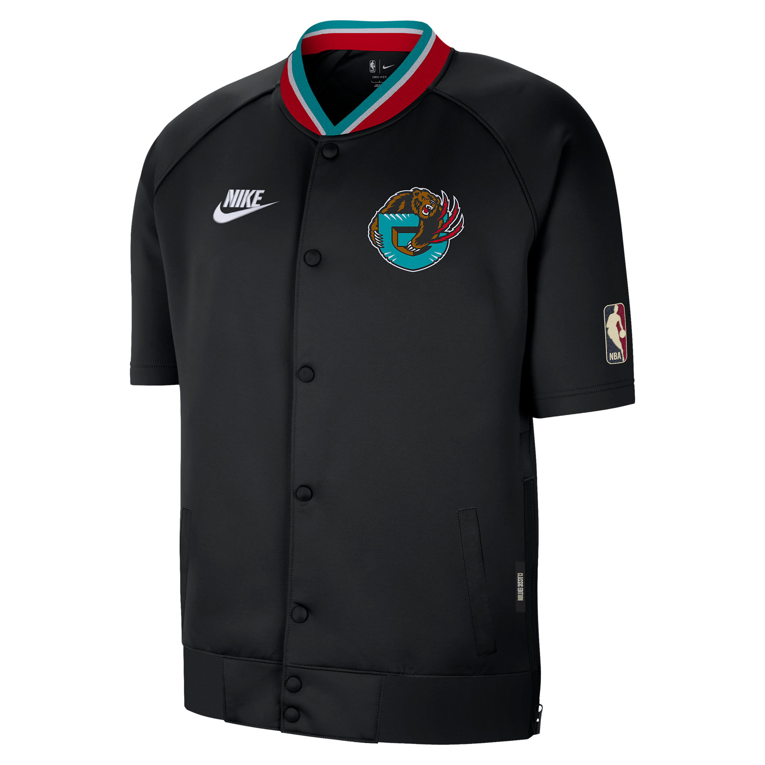 Memphis Grizzlies Hardwood Classics Nike Men's Dri-FIT NBA Short-Sleeve Jacket in Black | IF4361-010