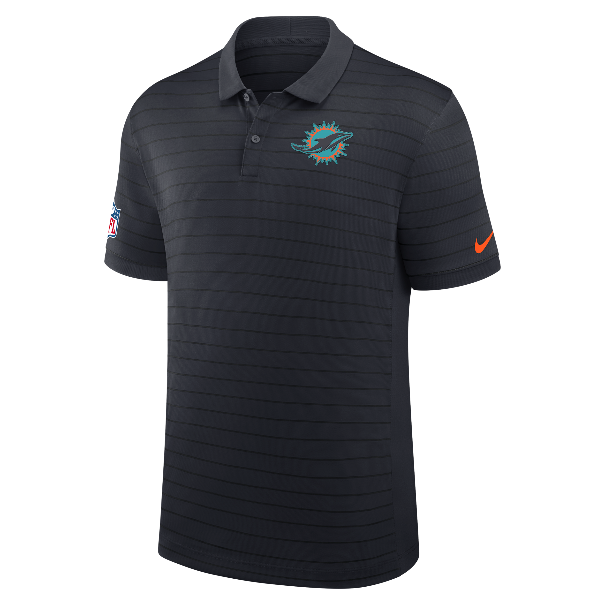 Miami Dolphins Rivalries Collection Sideline Victory Striped Nike Men's Dri-FIT NFL Polo in Blue | 03BG07VL9P-5U0