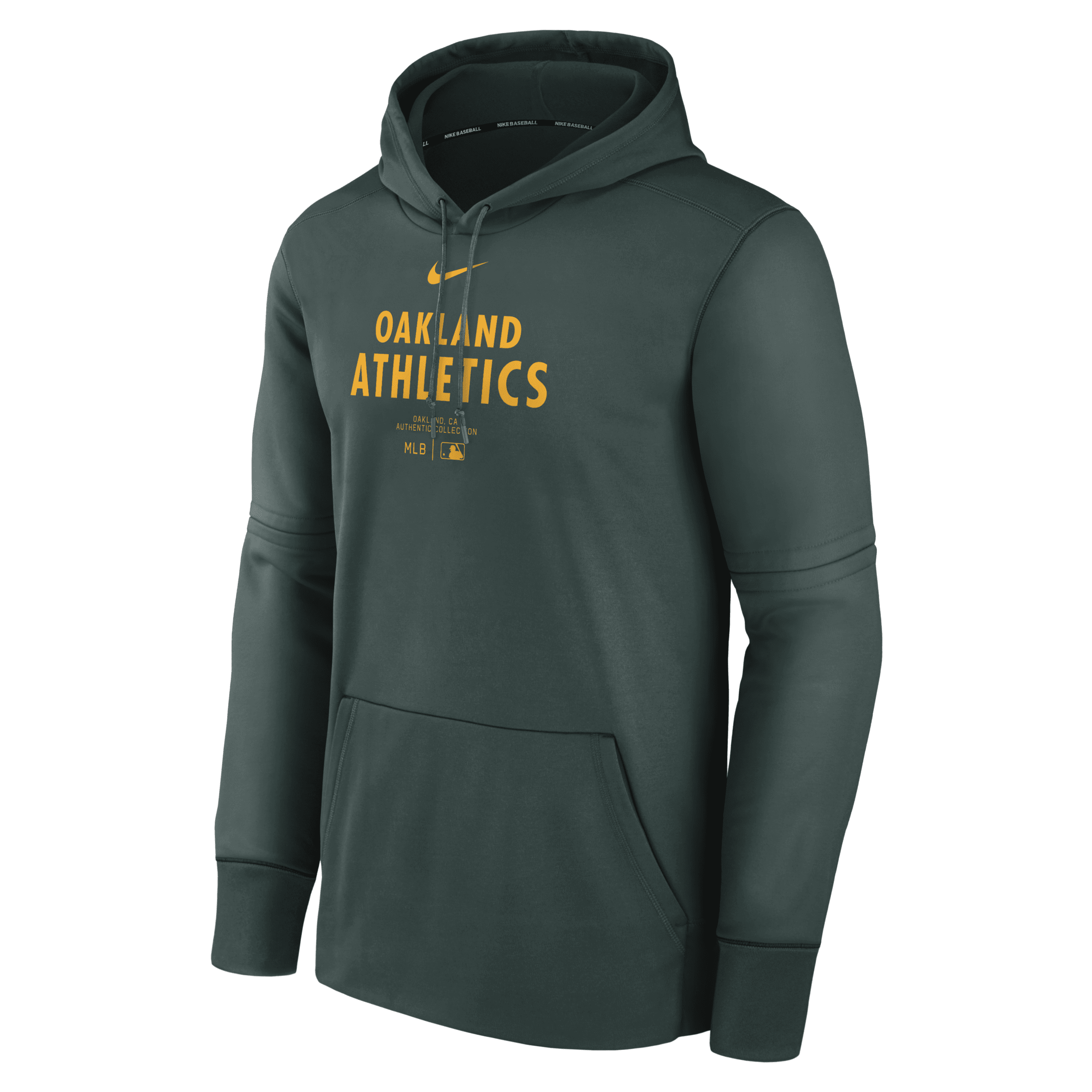 Shop Nike Men's Oakland Athletics Authentic Collection Practice  Therma Mlb Pullover Hoodie In Green