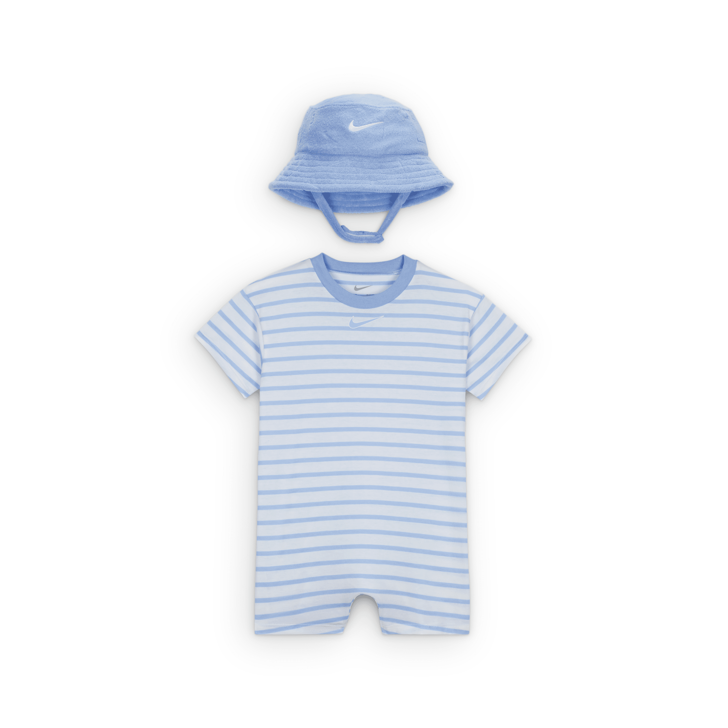 Nike Baby (12-24m) Short Sleeve Romper With Bucket Hat In Blue