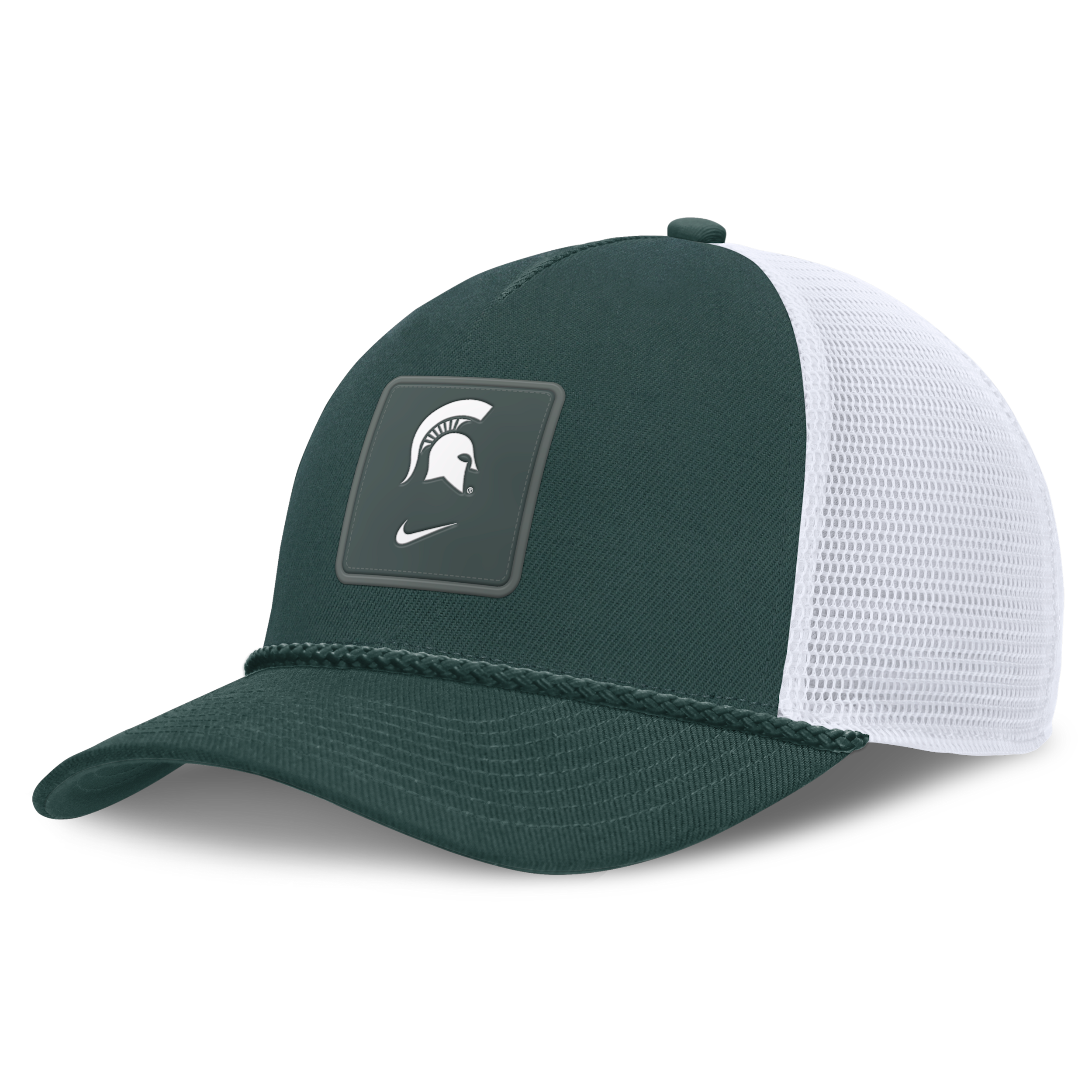 Men's and Women's Nike Green Michigan State Spartans 2026 On-Field Gameday Rope Trucker Adjustable Hat - Green, White