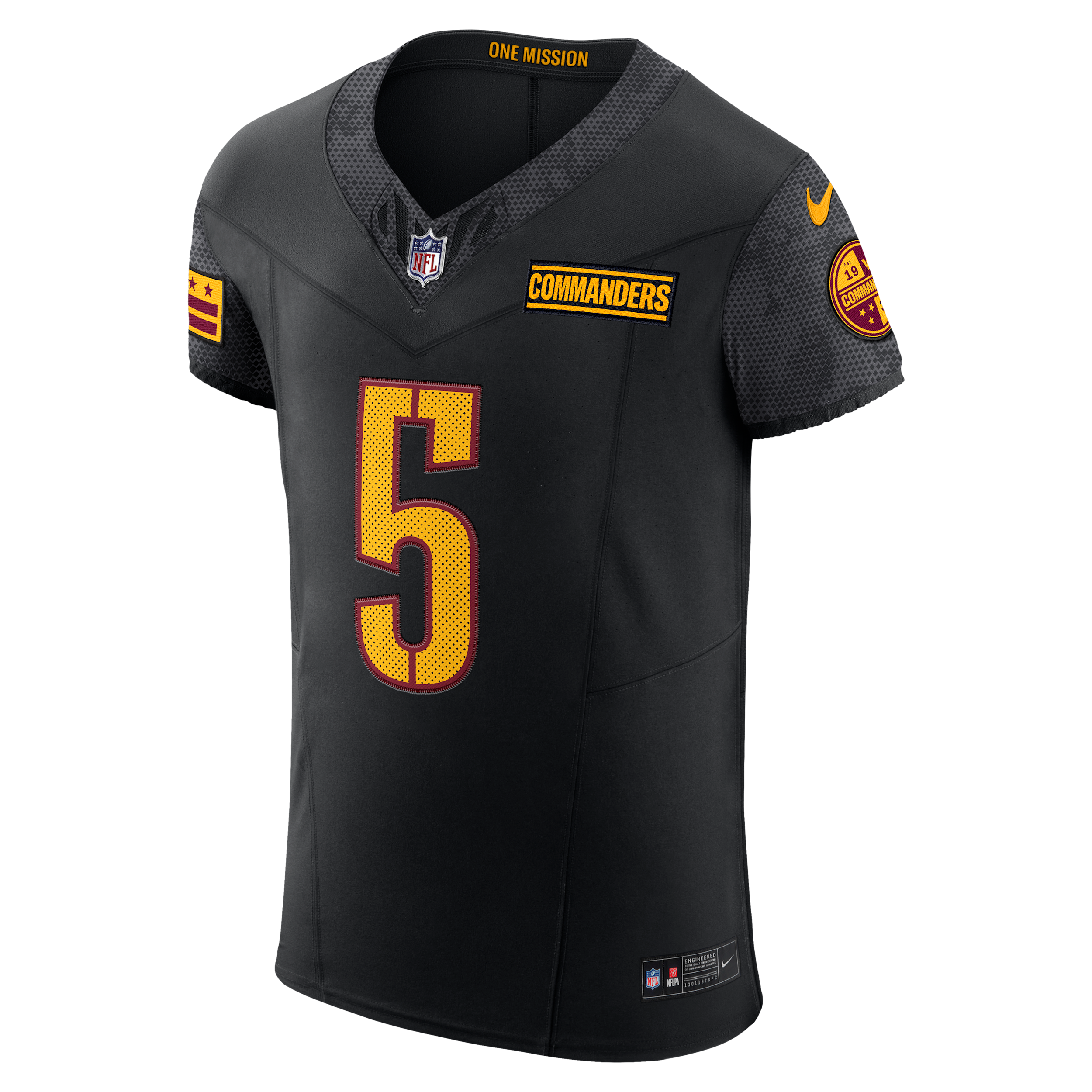 Jayden Daniels Washington Commanders Nike Men's Dri-FIT NFL Elite Jersey in Black | 58NMWSEA9EF-AY1