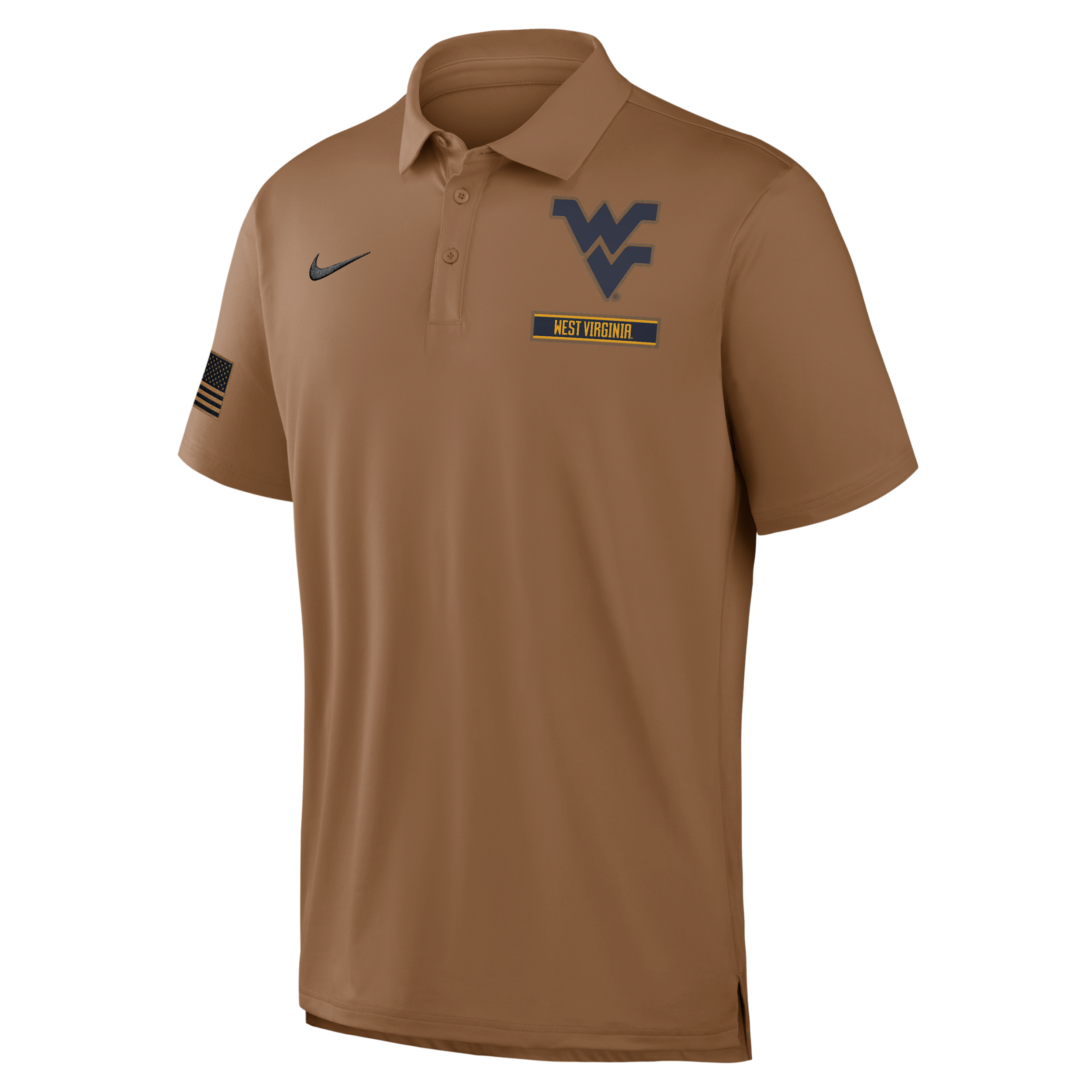 West Virginia Military Appreciation Nike Men's Dri-FIT College Polo in Brown | 04PF2EAWVN-YG7