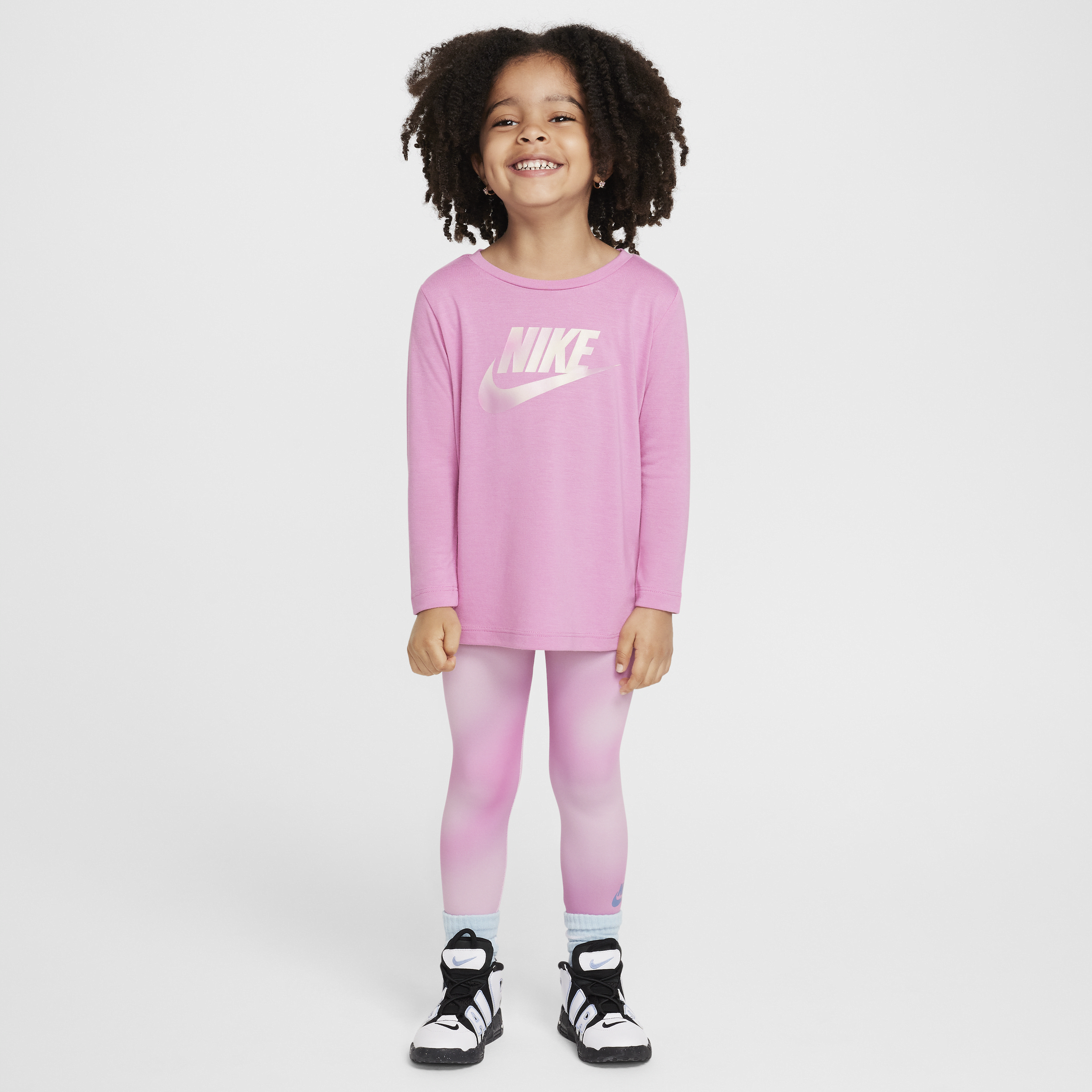 Nike Babies' Dri-fit Toddler Long Sleeve T-shirt And Leggings Set In Pink
