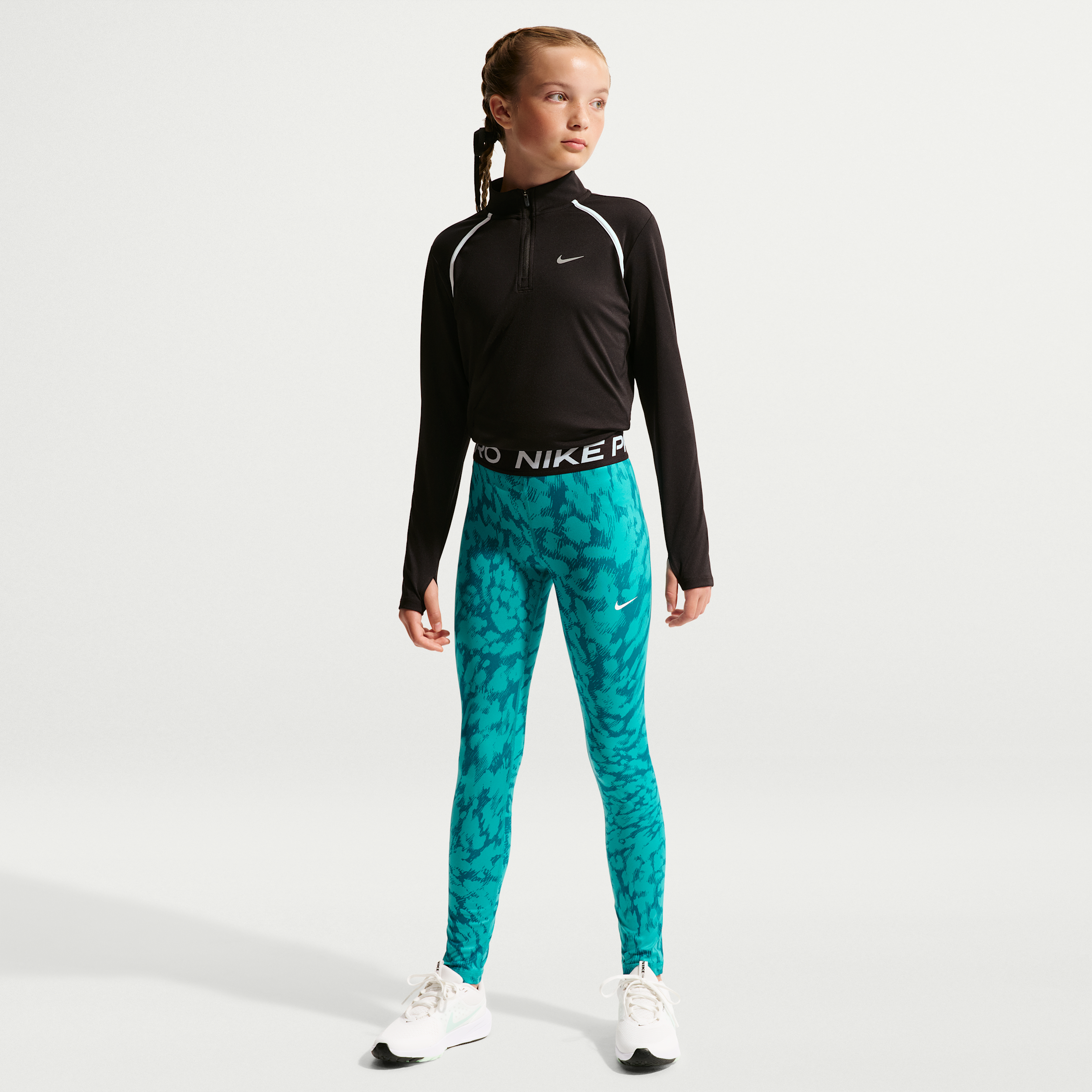 Nike Girls' Pro Dri-FIT Printed Sport Tight, Medium, Energy/White