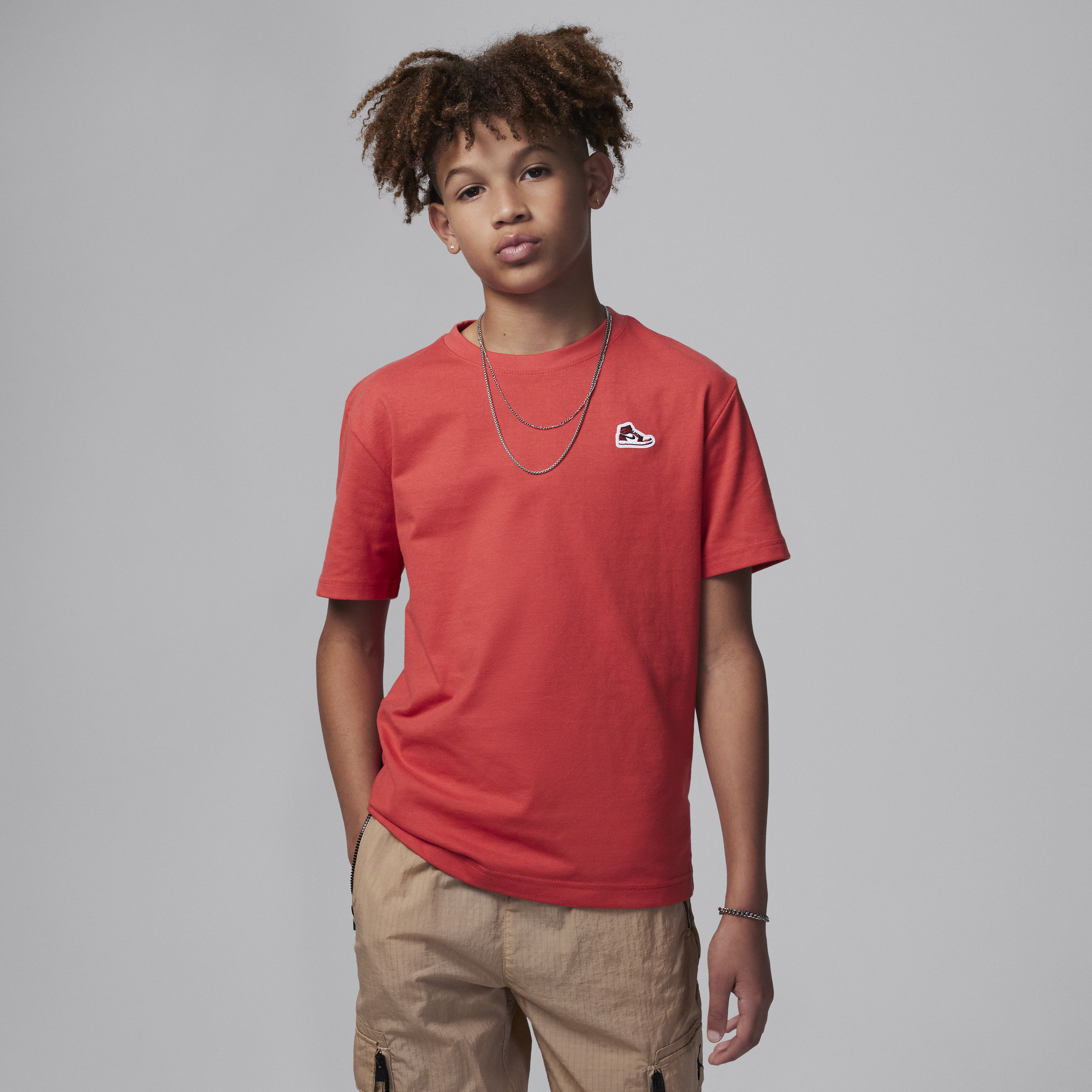 Jordan Air  1 Big Kids' Patch T-shirt In Red