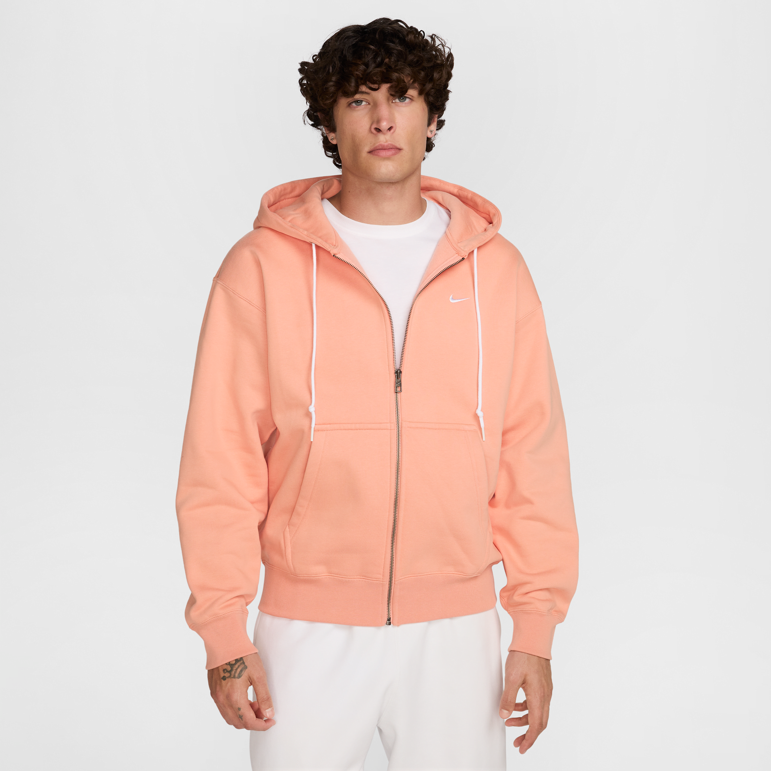 Nike Men's Solo Swoosh Full-zip Hoodie In Orange