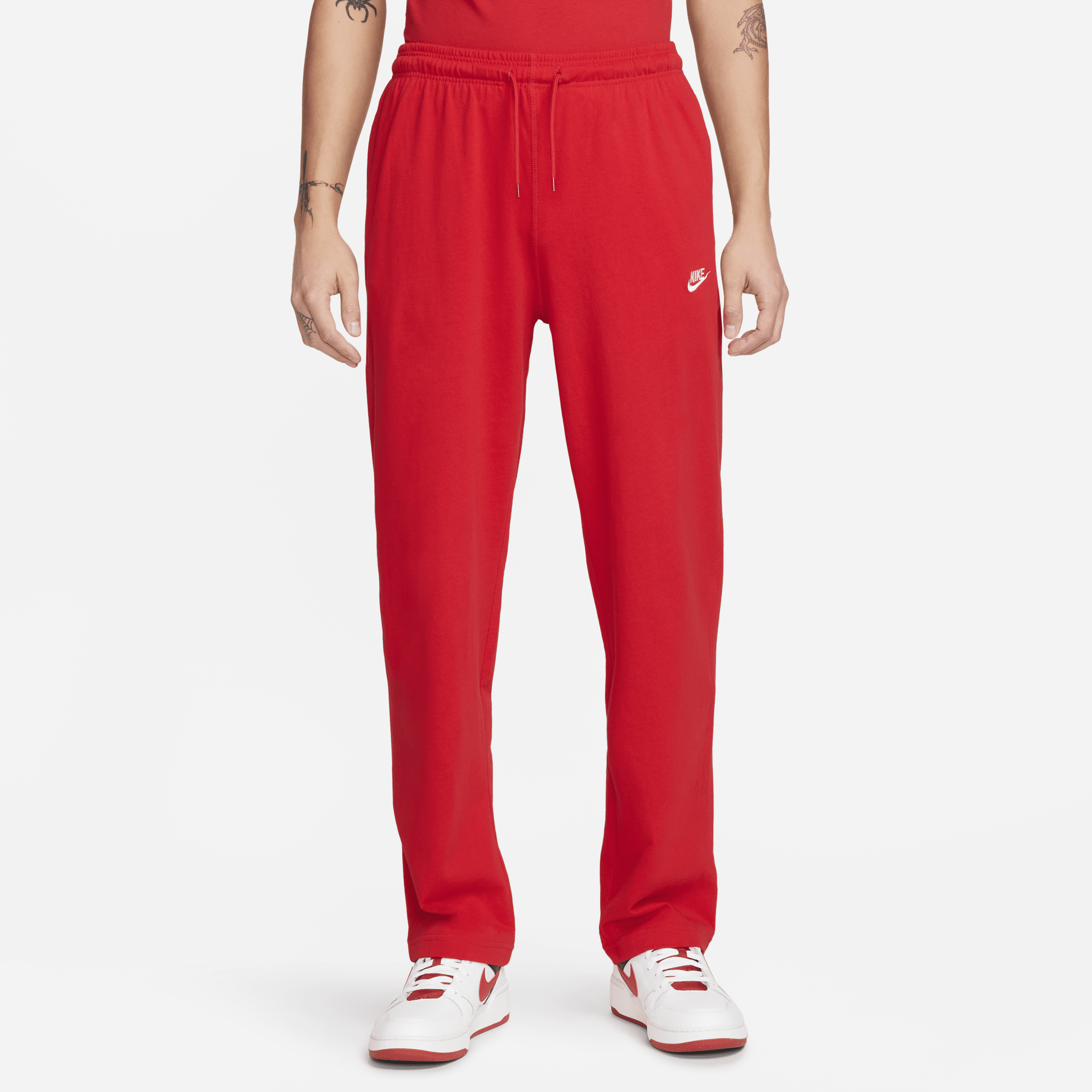 Shop Nike Men's  Sportswear Club Knit Open-hem Pants In Red