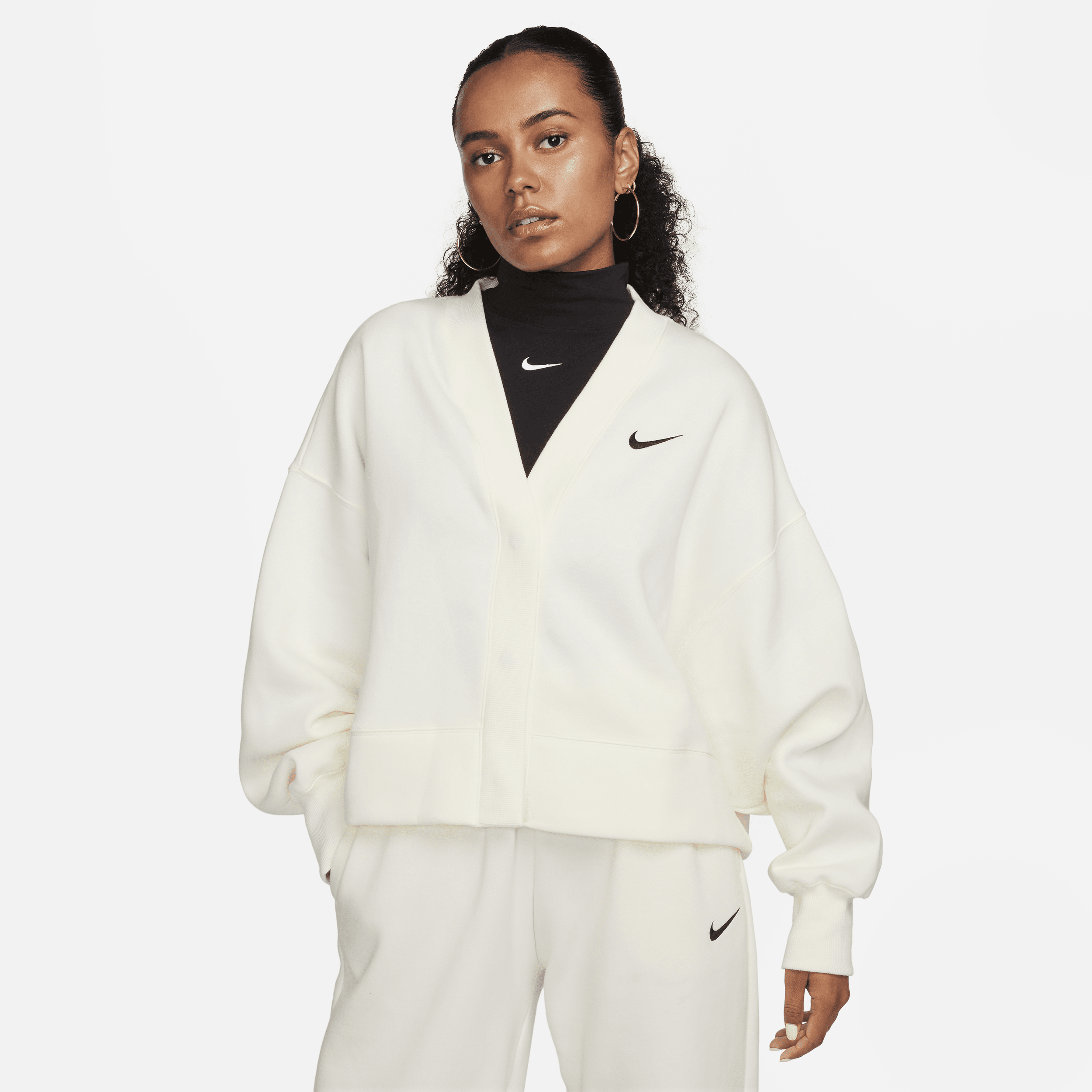 Nike Women's  Sportswear Phoenix Fleece Over-oversized Cardigan In White
