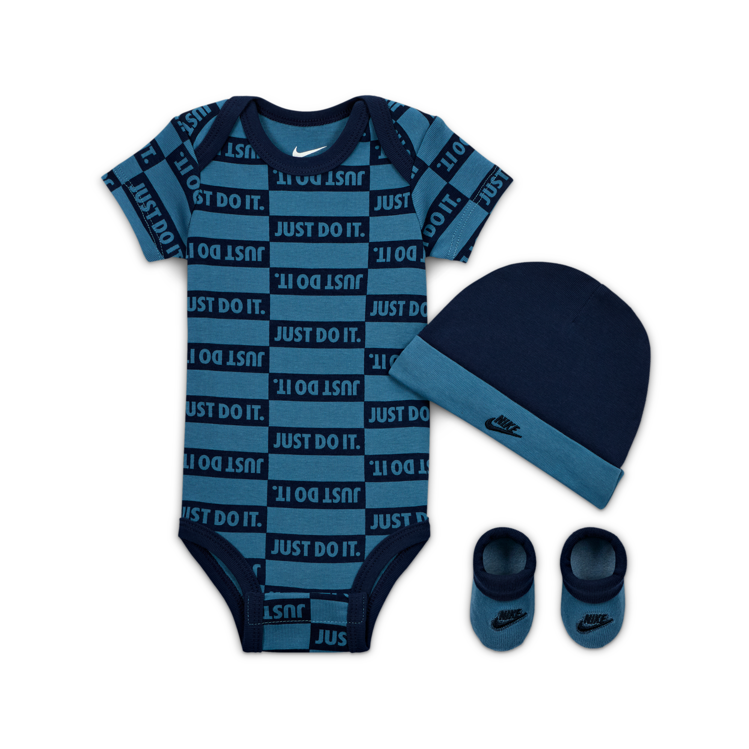 Nike Baby (0-9m) Textured Club 3-piece Bodysuit Set In Blue