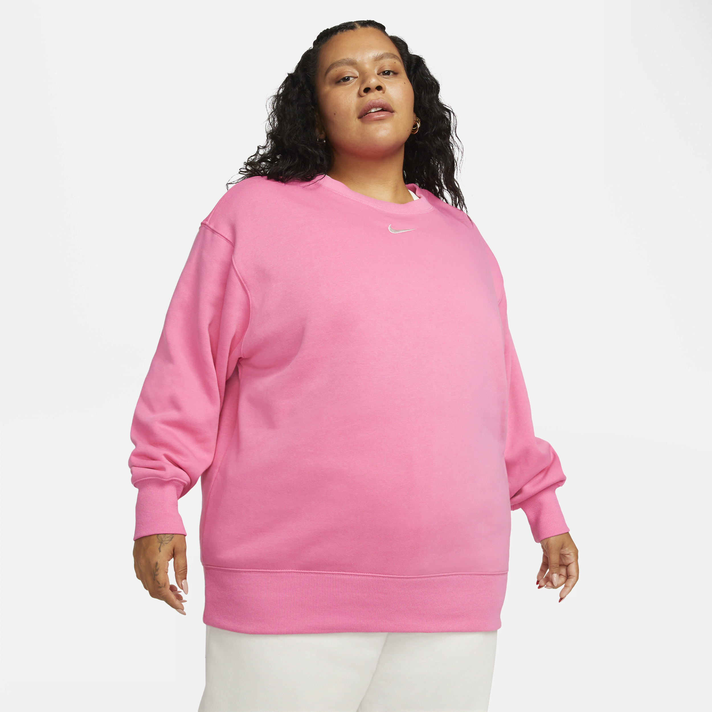 Nike Women's  Sportswear Phoenix Fleece Oversized Crewneck Sweatshirt (plus Size) In Pink
