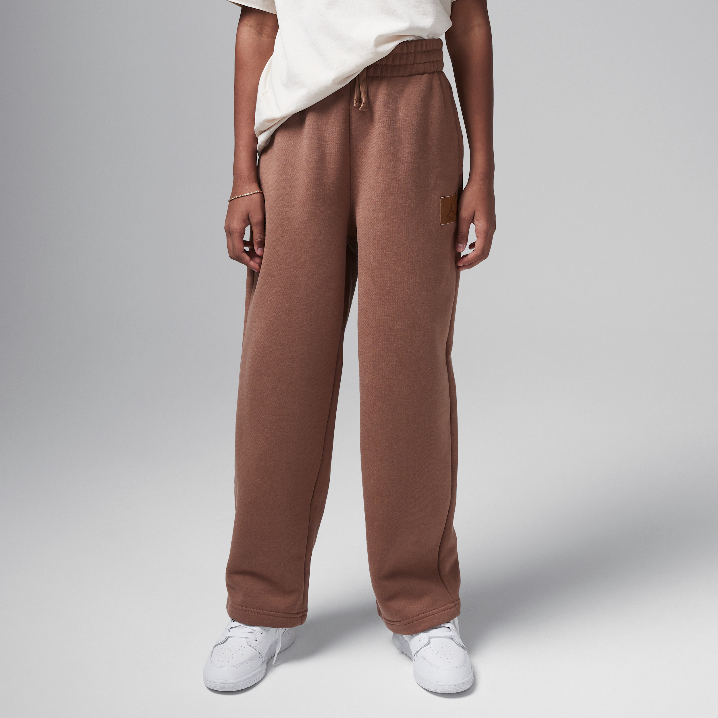 Jordan Flight Essentials Big Kids' Open Hem Pants In Brown