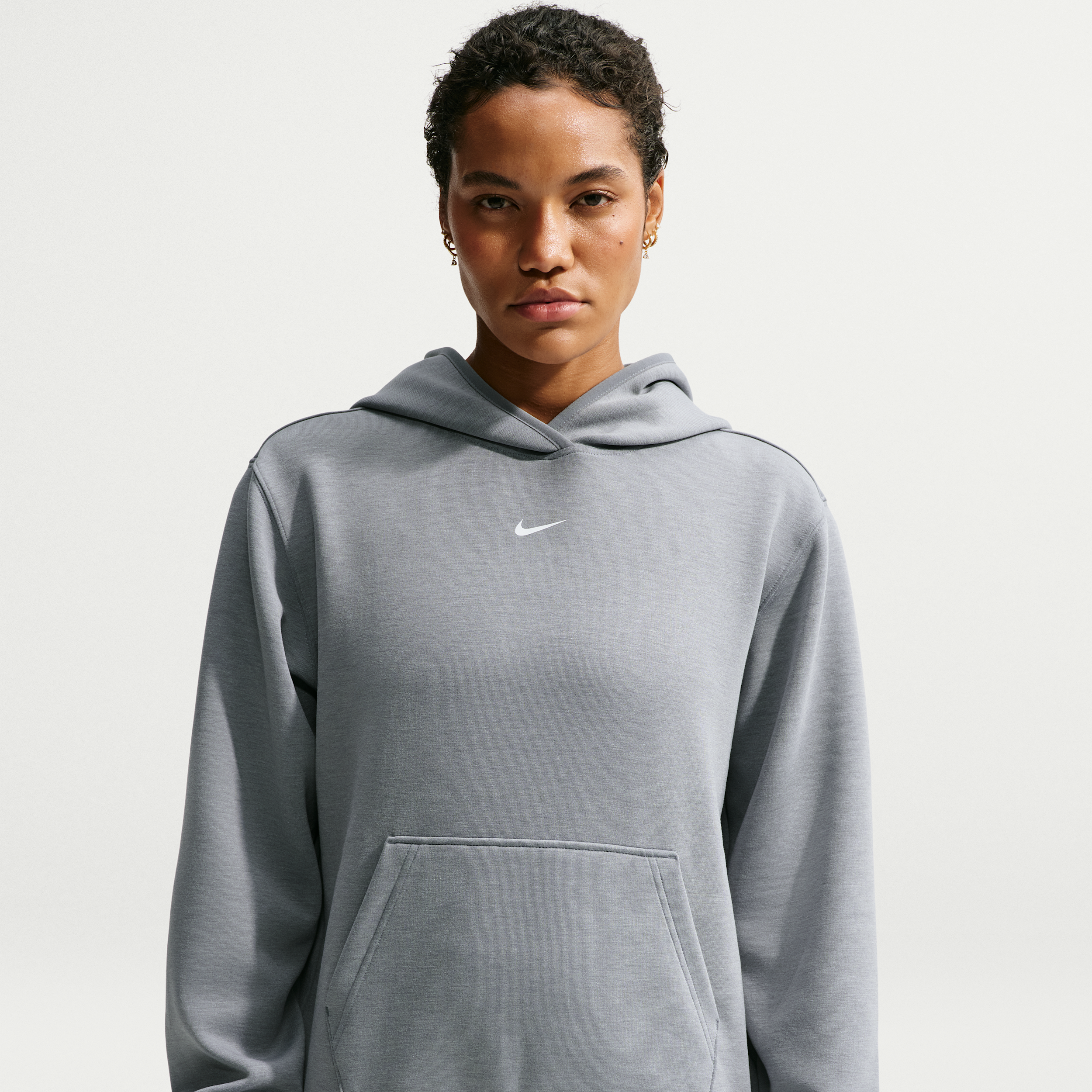 Nike Women's Studio Fleece Sport Dri-FIT Pullover Hoodie in Grey | IO9049-084