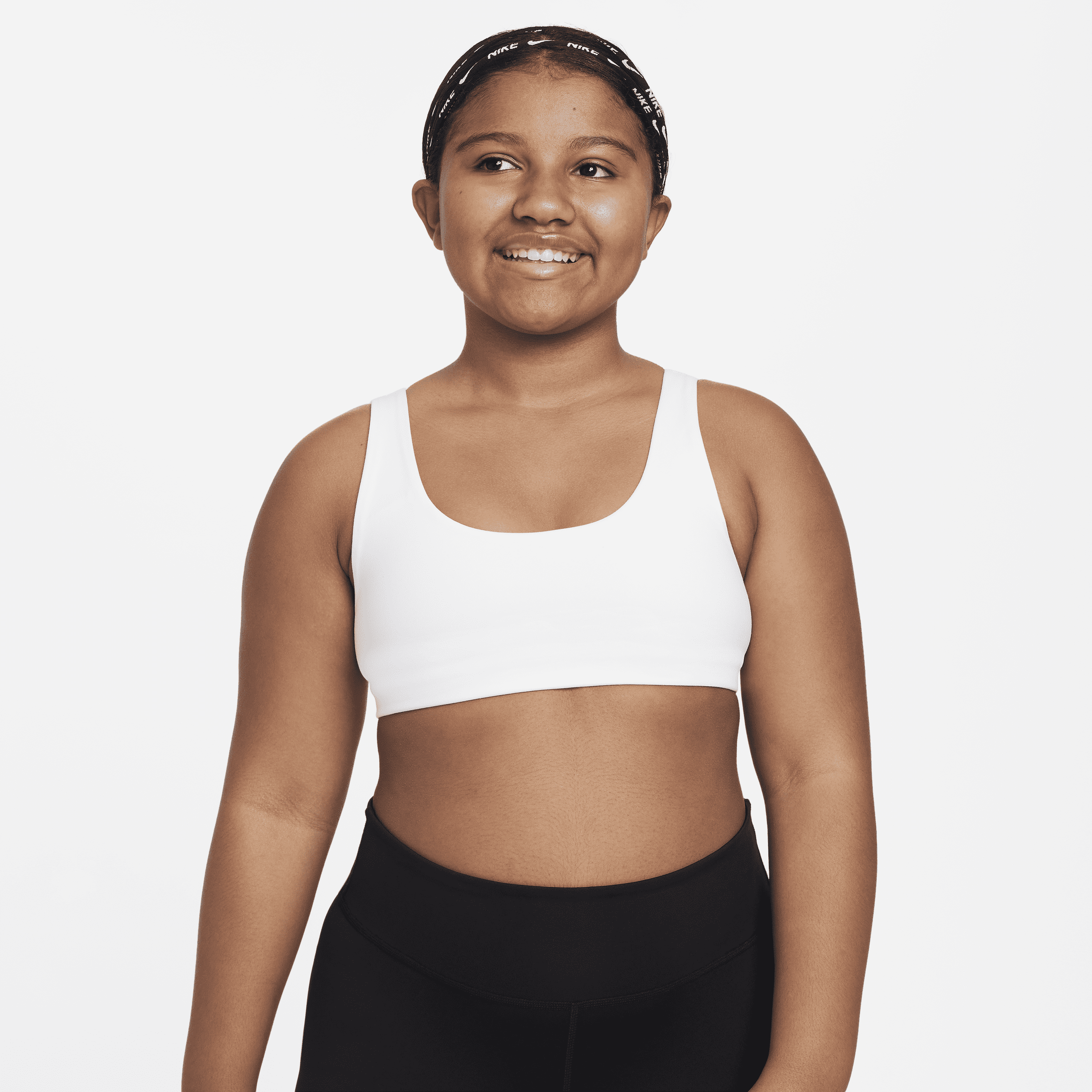 Nike Dri-fit Alate All U Big Kids' (girls') Sports Bra (extended Size) In White