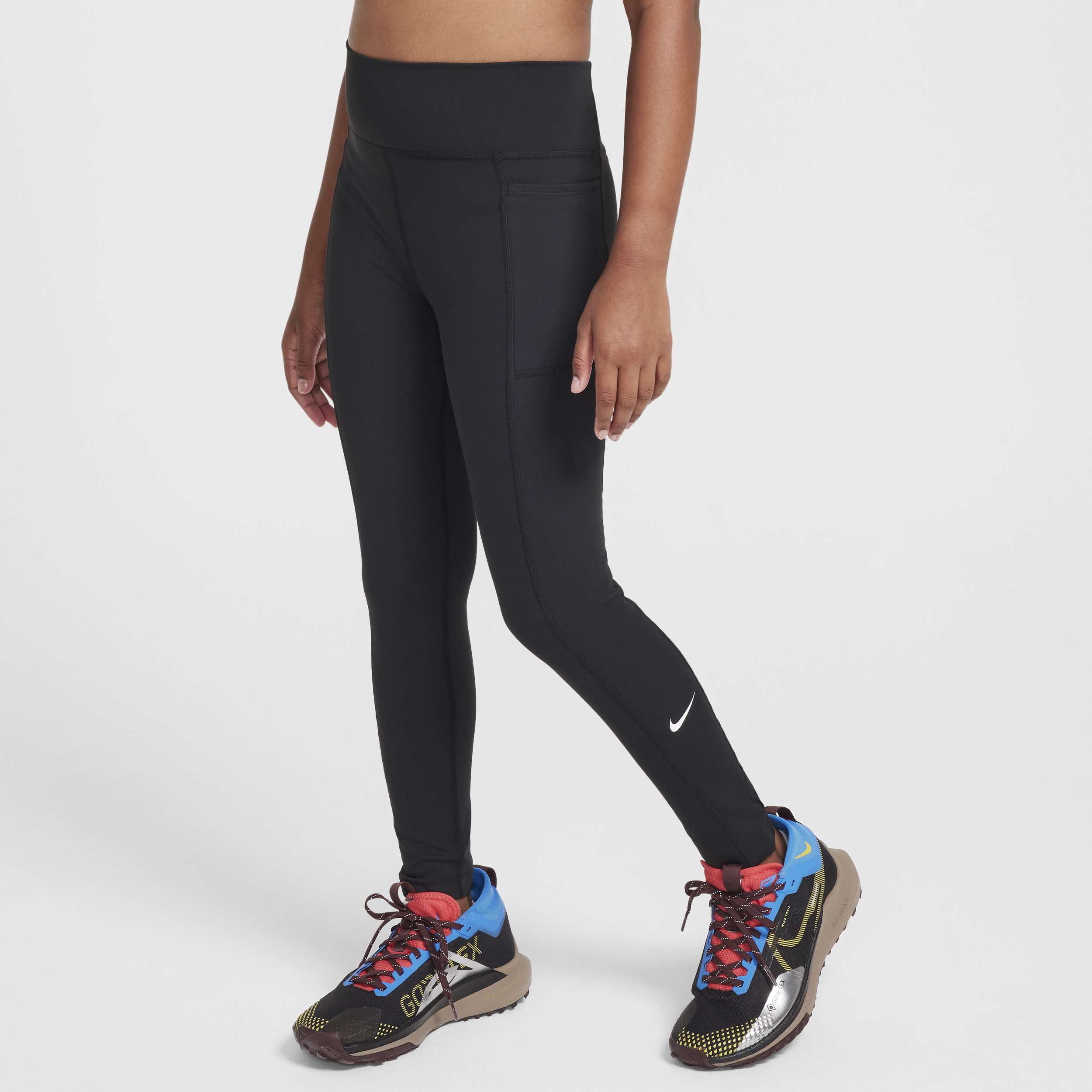 Nike One Big Kids' (girls') Dri-fit High-waisted Leggings With Pockets In Black